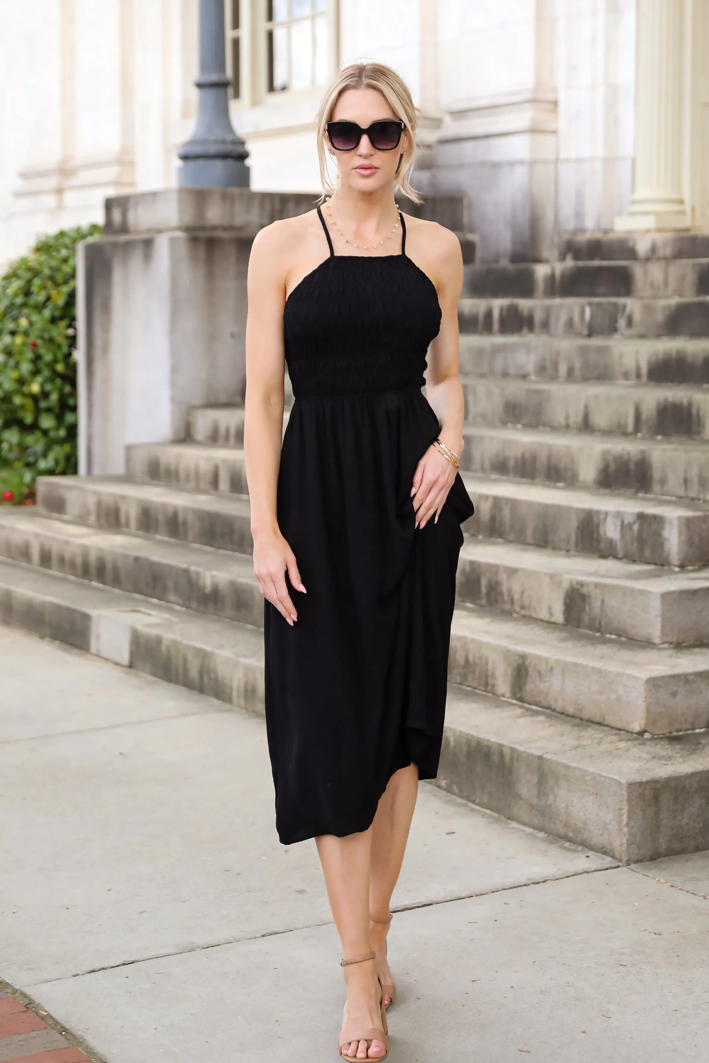 FINAL SALE - Before You Know It Smocked Midi Dress - DU DEAL