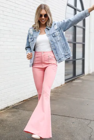 FINAL SALE - Bring The Bling Rhinestone Fringe Flare Jeans