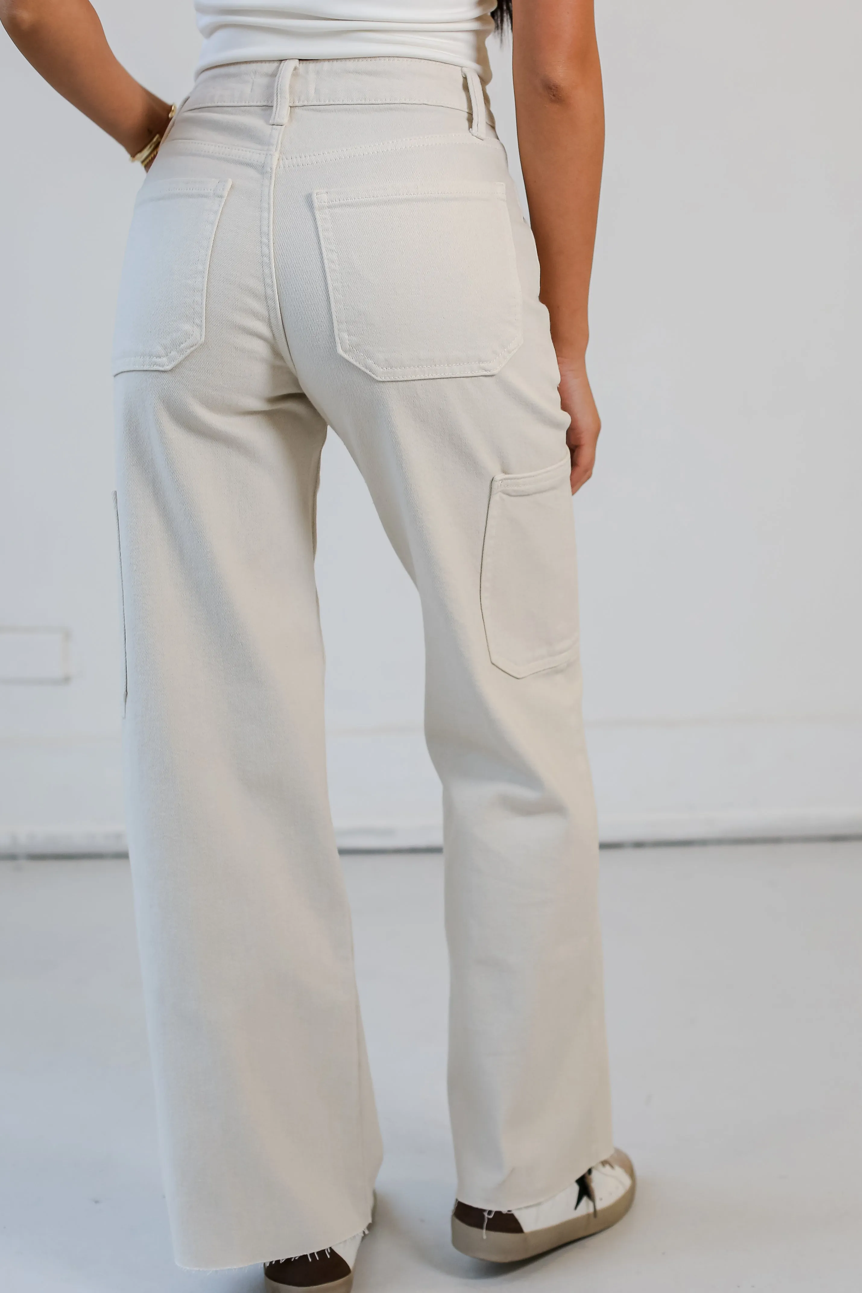FINAL SALE - Casual Affection Cream Cargo Jeans