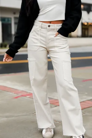 FINAL SALE - Casual Affection Cream Cargo Jeans