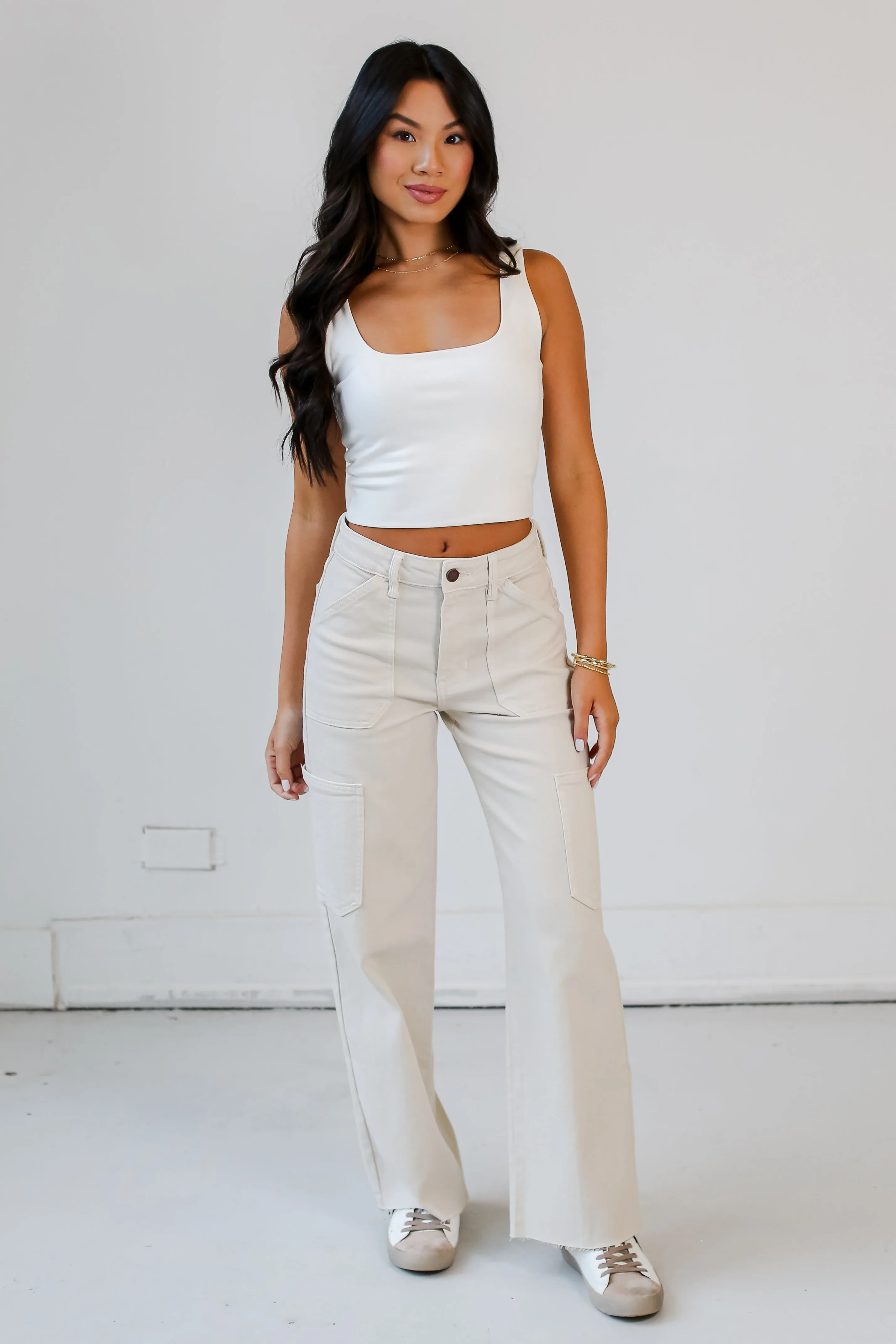 FINAL SALE - Casual Affection Cream Cargo Jeans