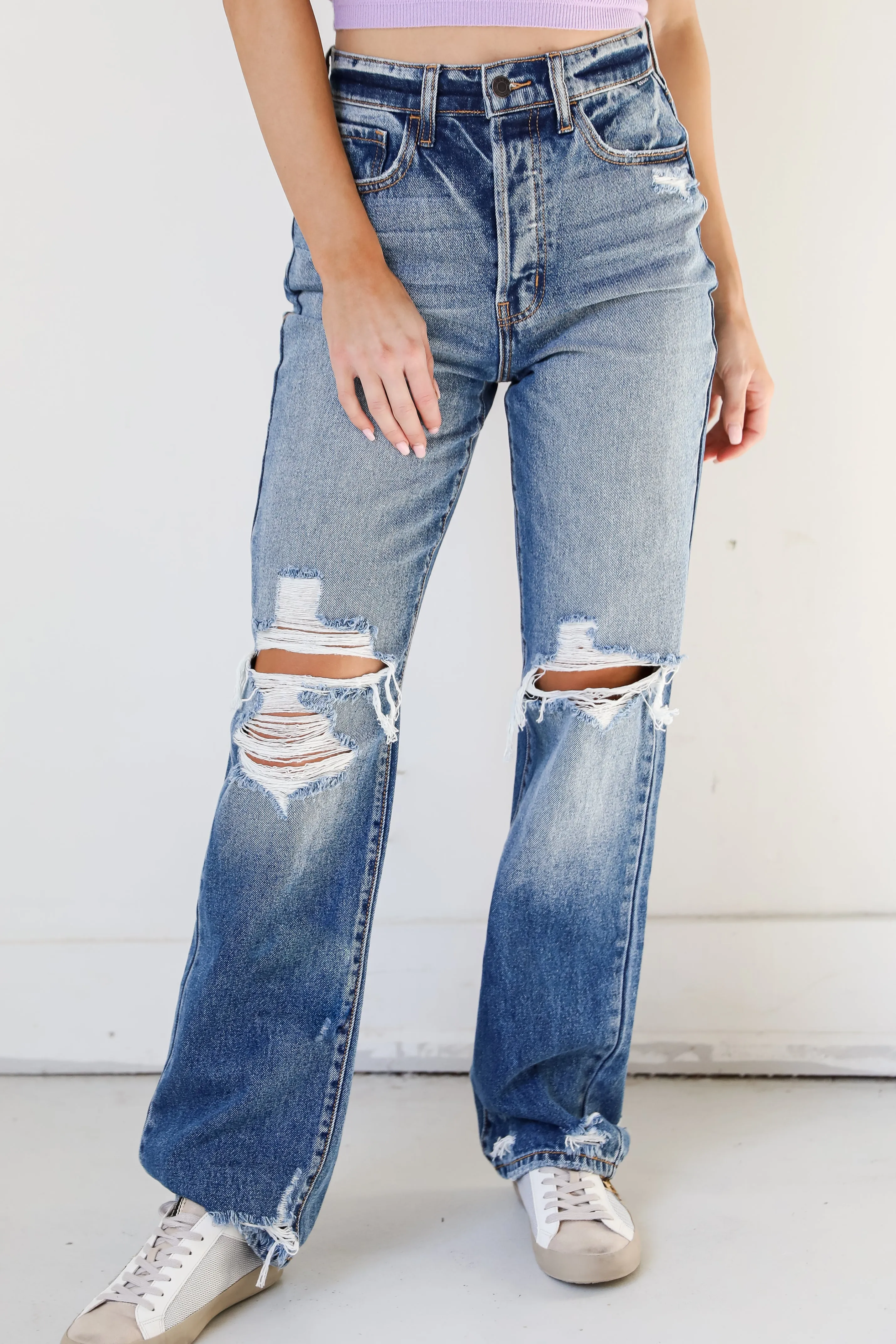 FINAL SALE - Coolest Attitude Distressed Dad Jeans