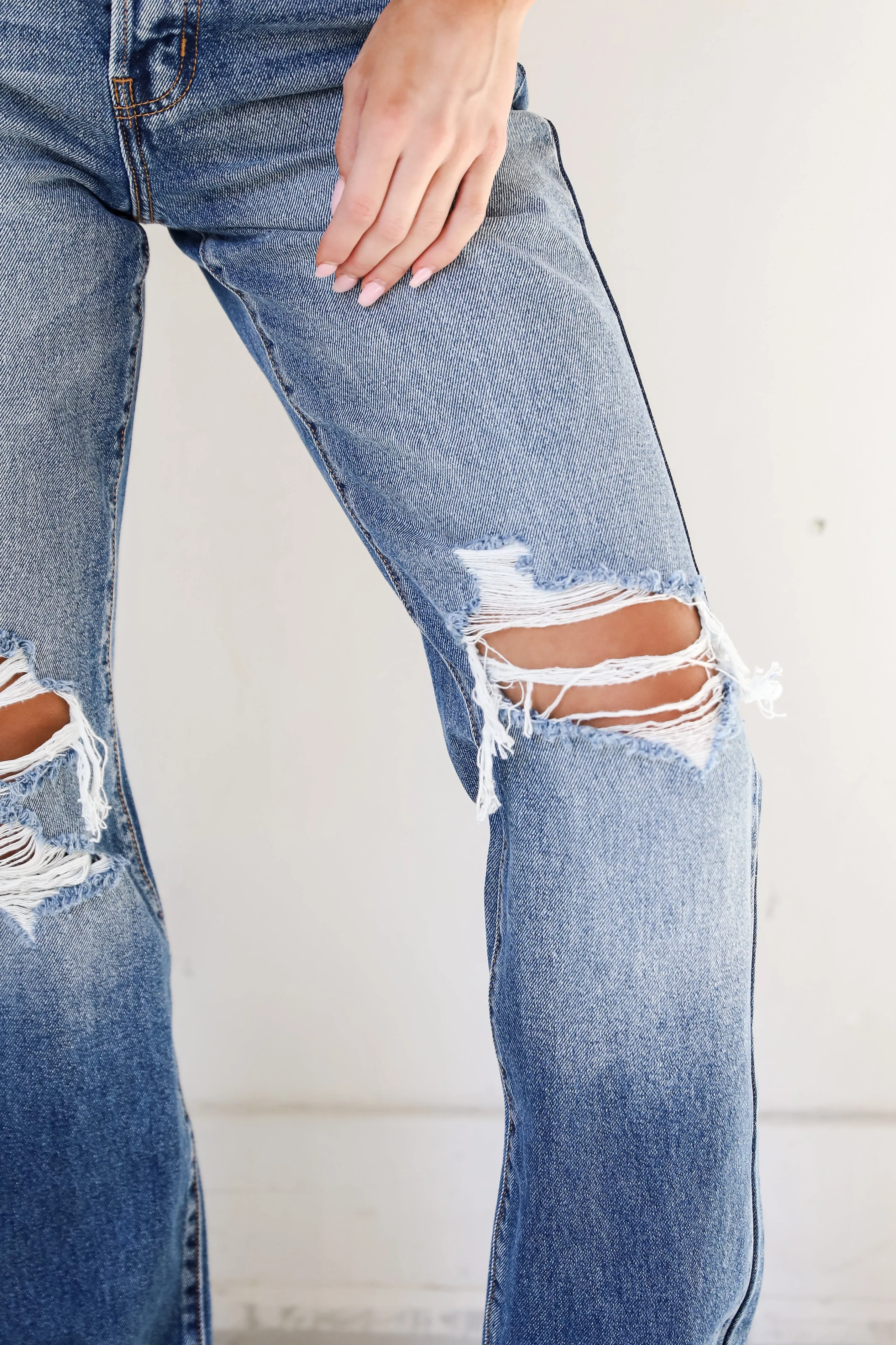 FINAL SALE - Coolest Attitude Distressed Dad Jeans