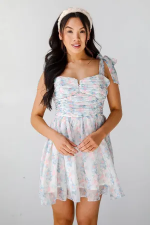 FINAL SALE - Darling Composure Ivory Floral Mini Dress