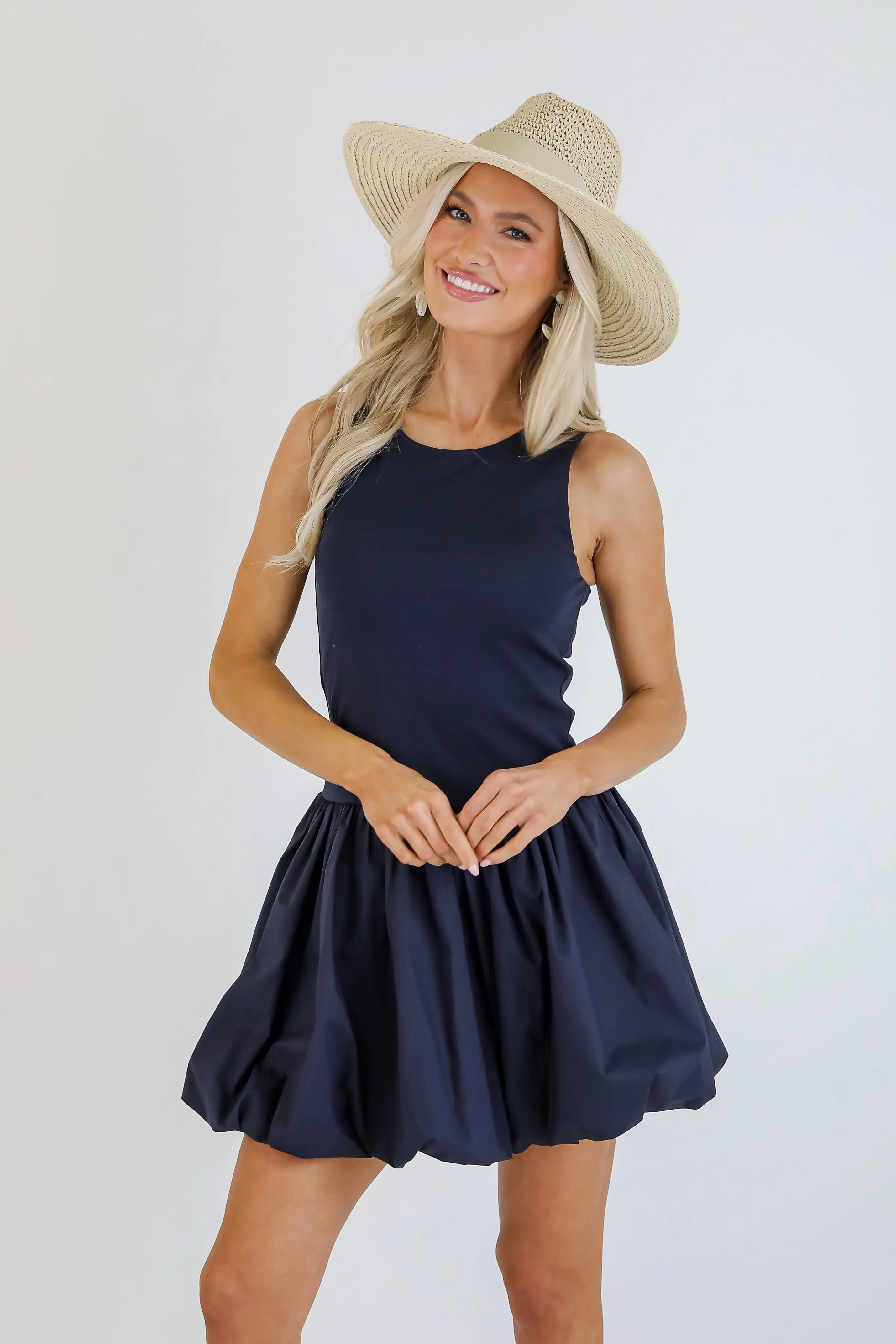 FINAL SALE - Defined Chicness Navy Bubble Hem Mini Dress