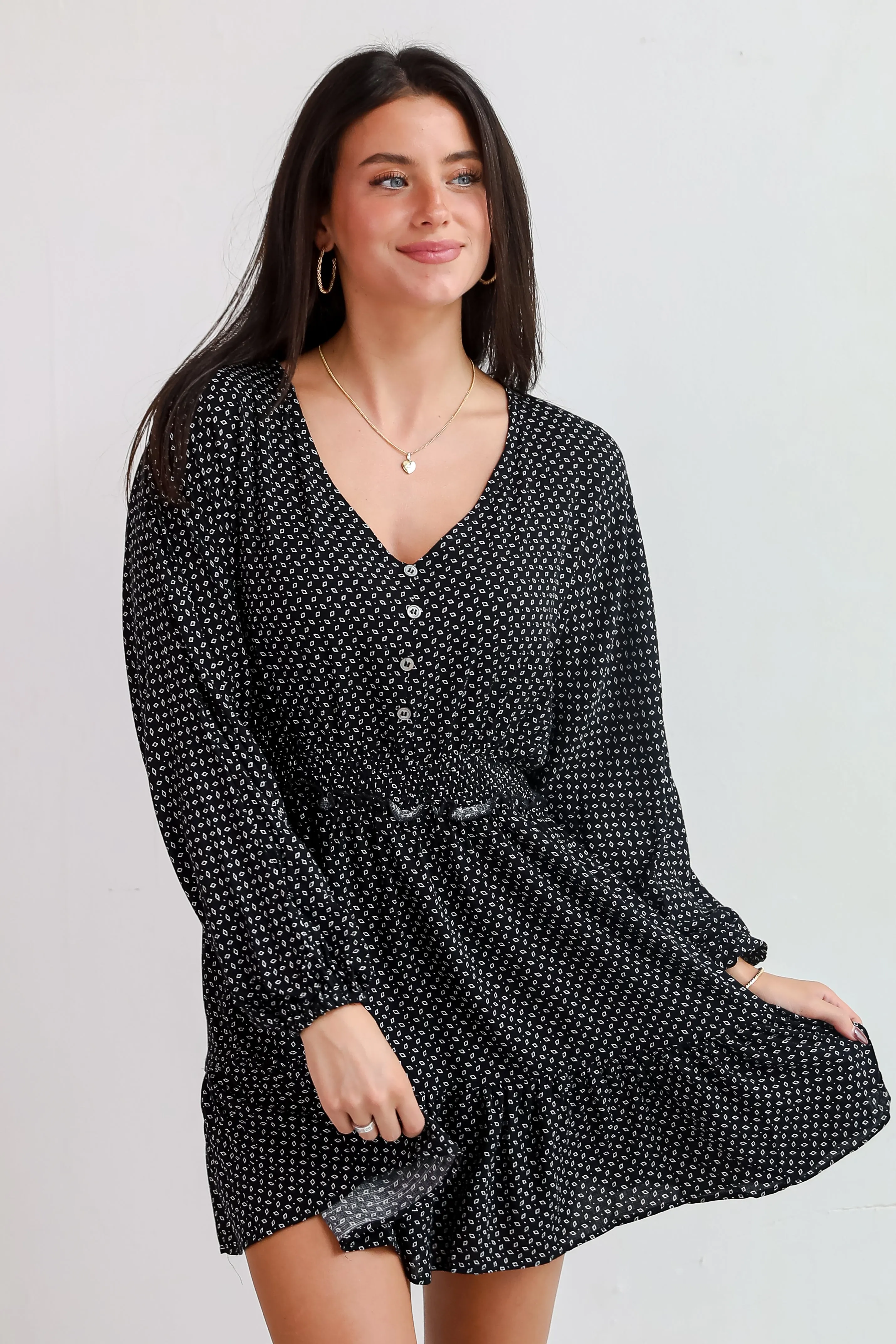 FINAL SALE - Desirably Dramatic Black Mini Dress
