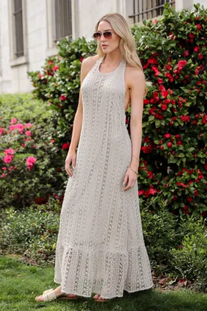 FINAL SALE - Divine Intentions Crochet Knit Halter Maxi Dress