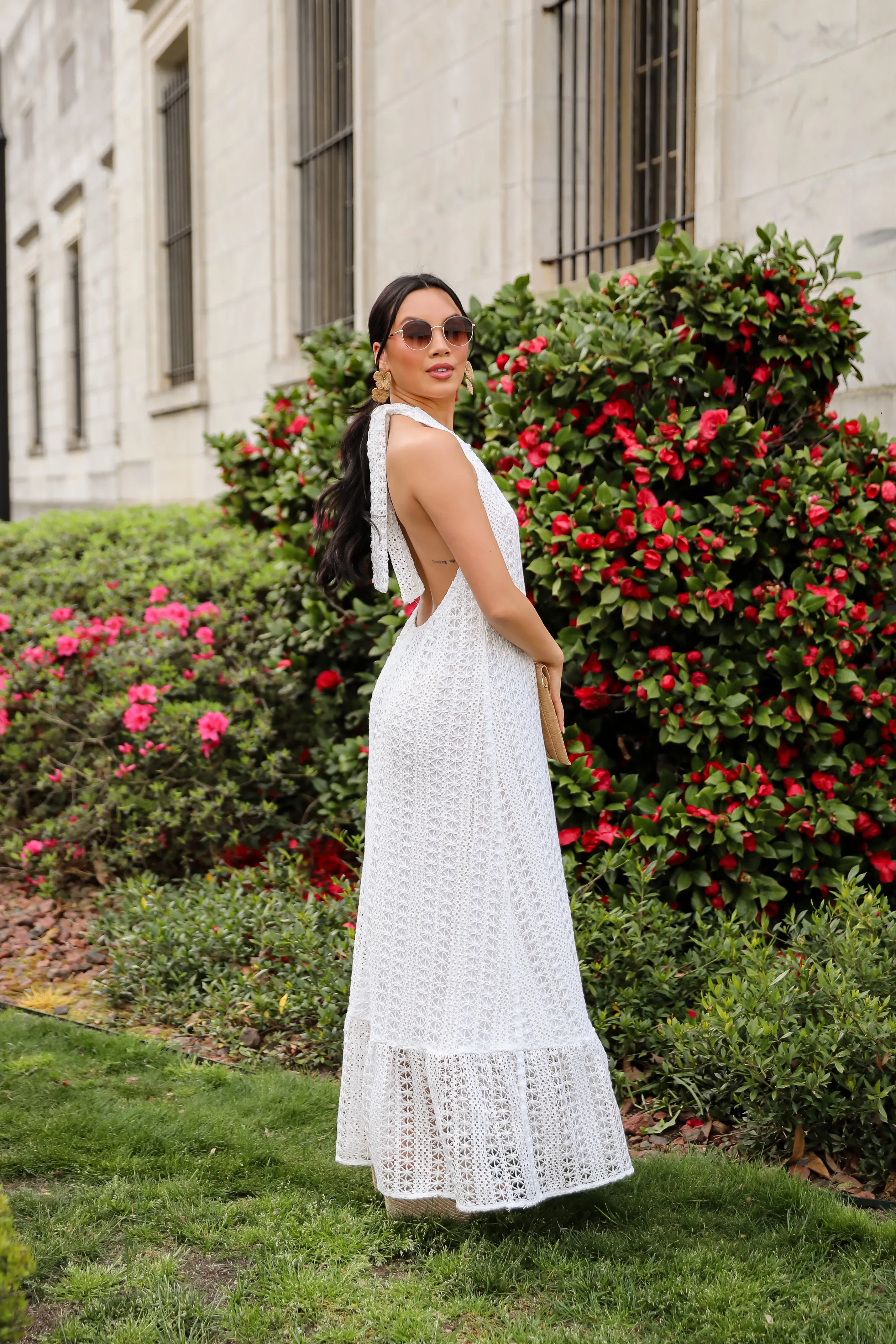 FINAL SALE - Divine Intentions Crochet Knit Halter Maxi Dress
