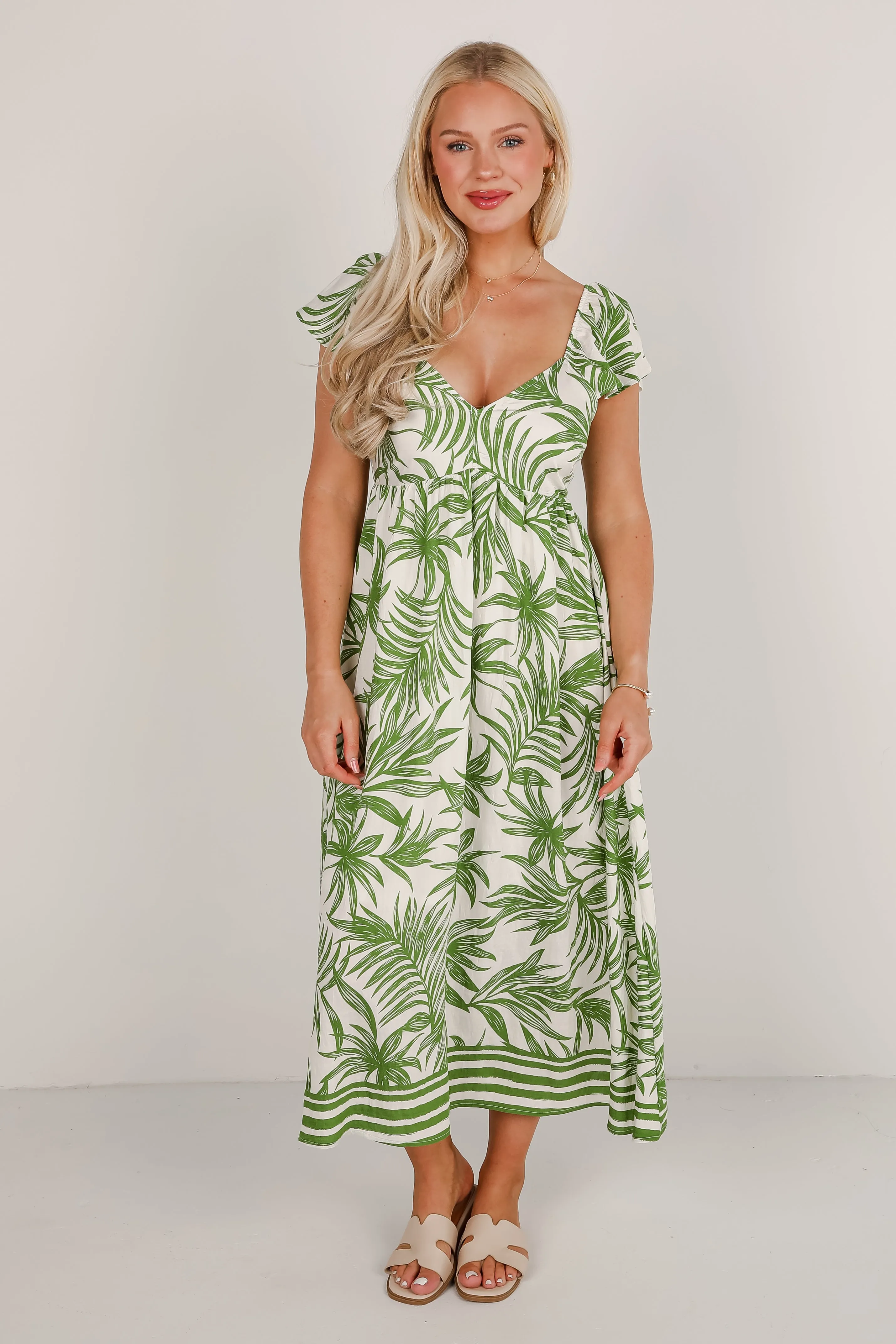 FINAL SALE - Follow You Anywhere Leaf Print Maxi Dress