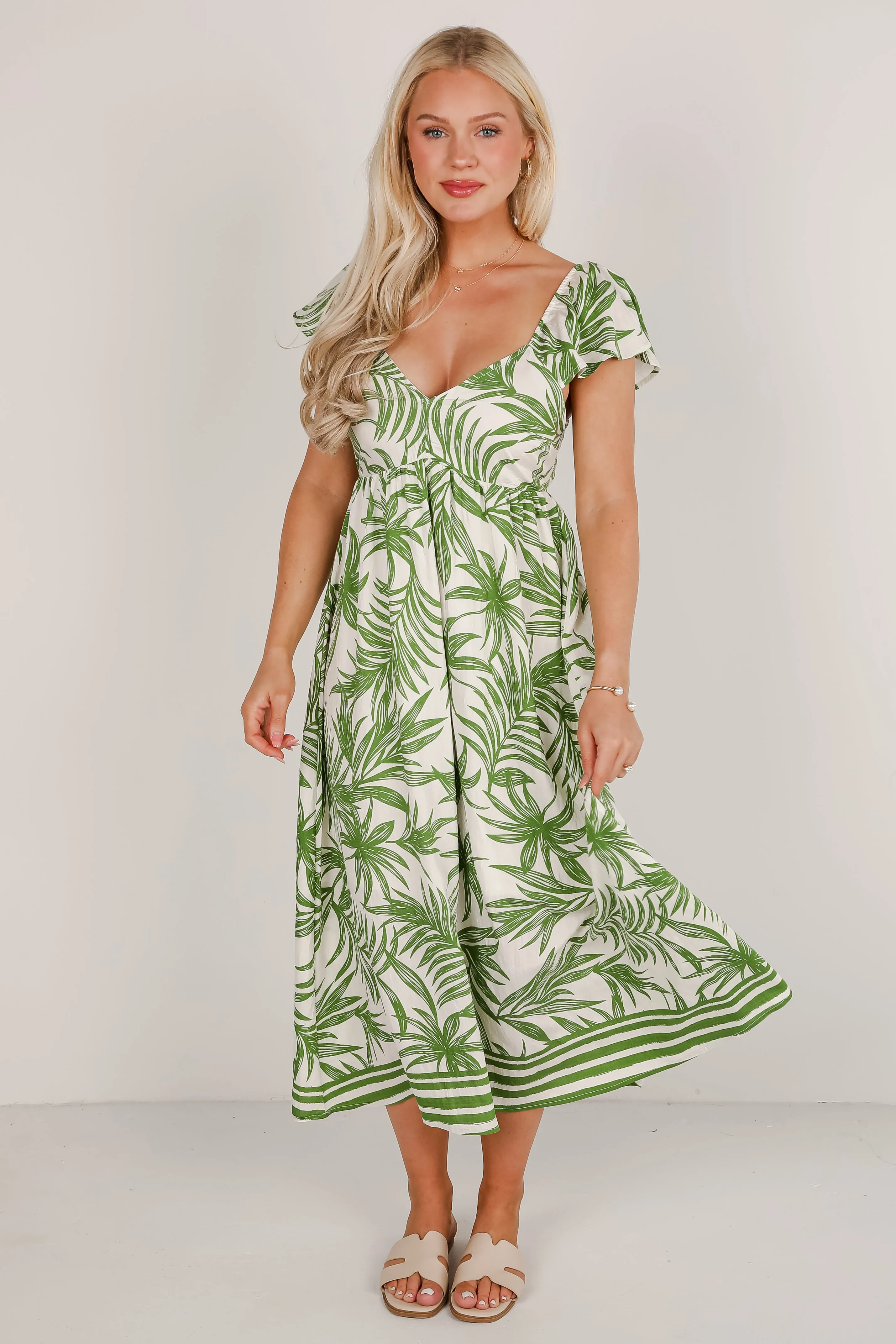 FINAL SALE - Follow You Anywhere Leaf Print Maxi Dress