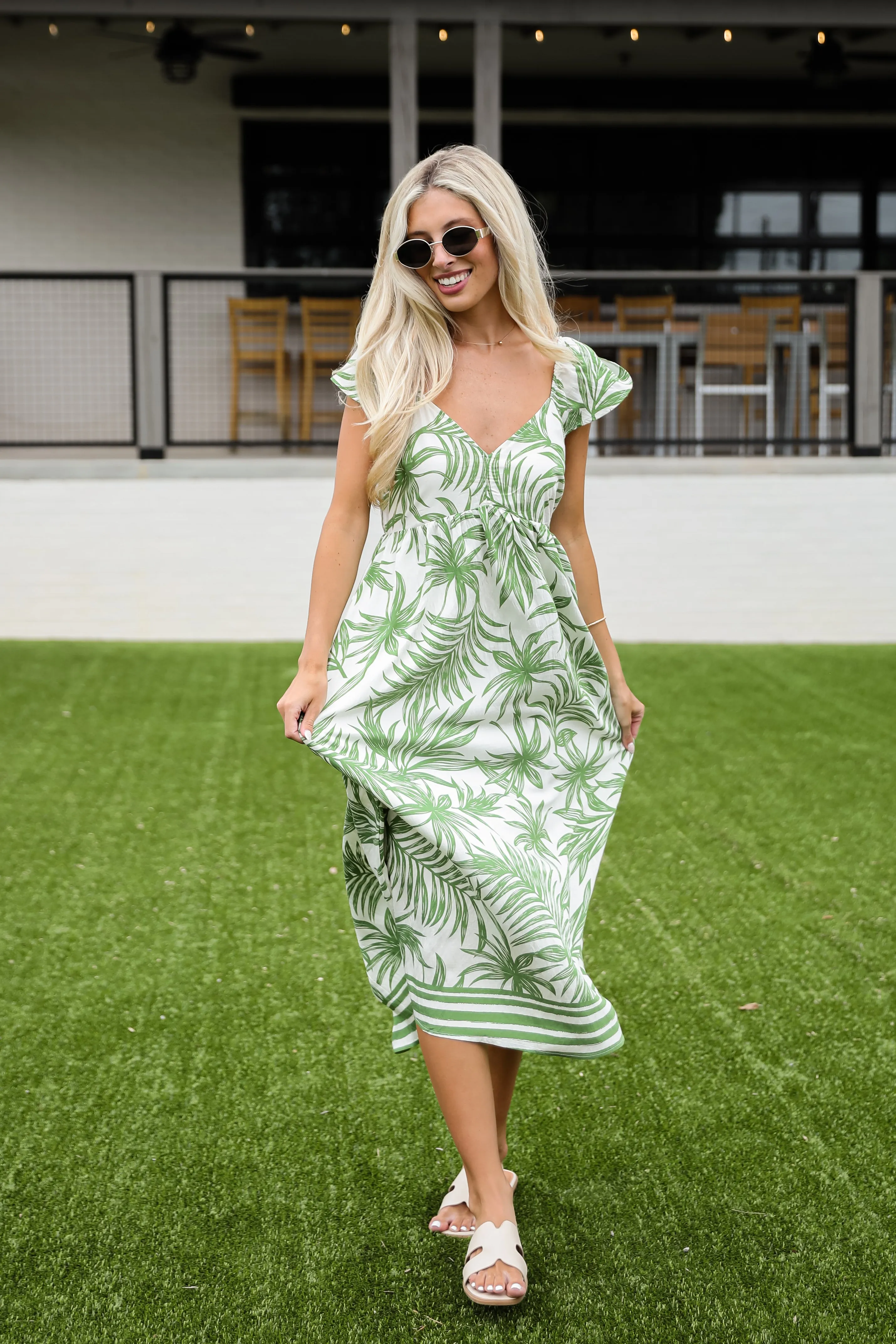 FINAL SALE - Follow You Anywhere Leaf Print Maxi Dress