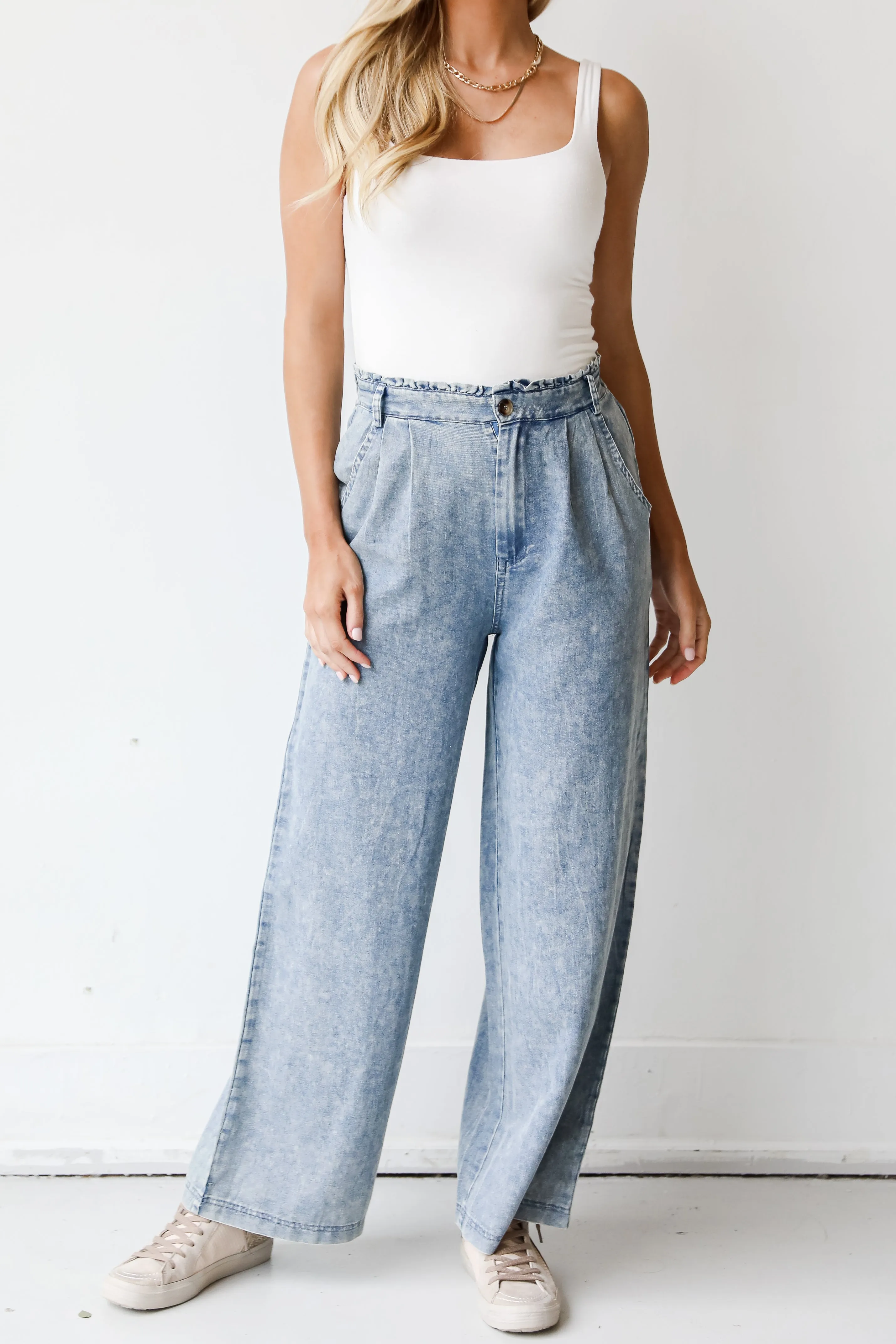 FINAL SALE - For The Frill Of It Wide Leg Jeans