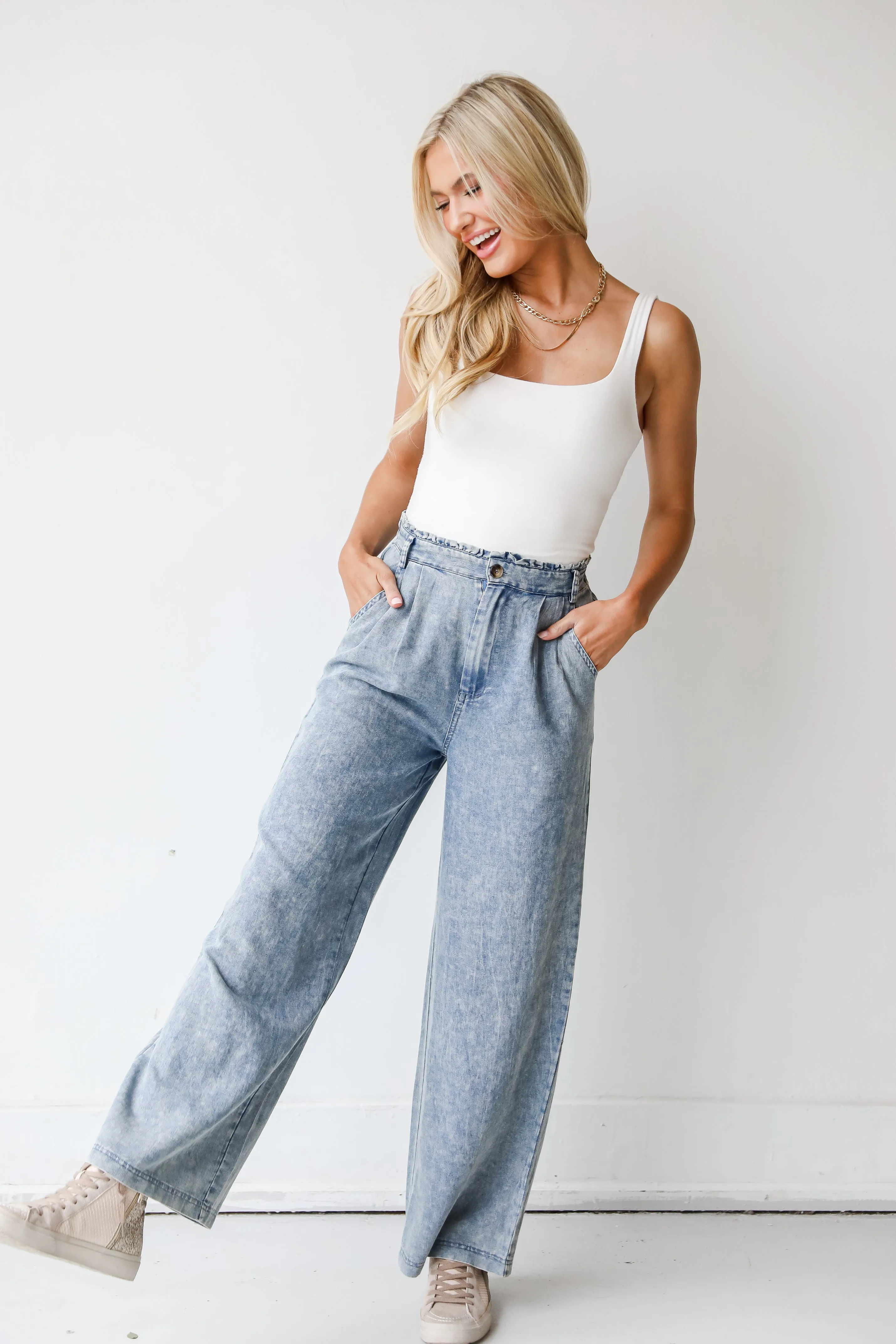 FINAL SALE - For The Frill Of It Wide Leg Jeans