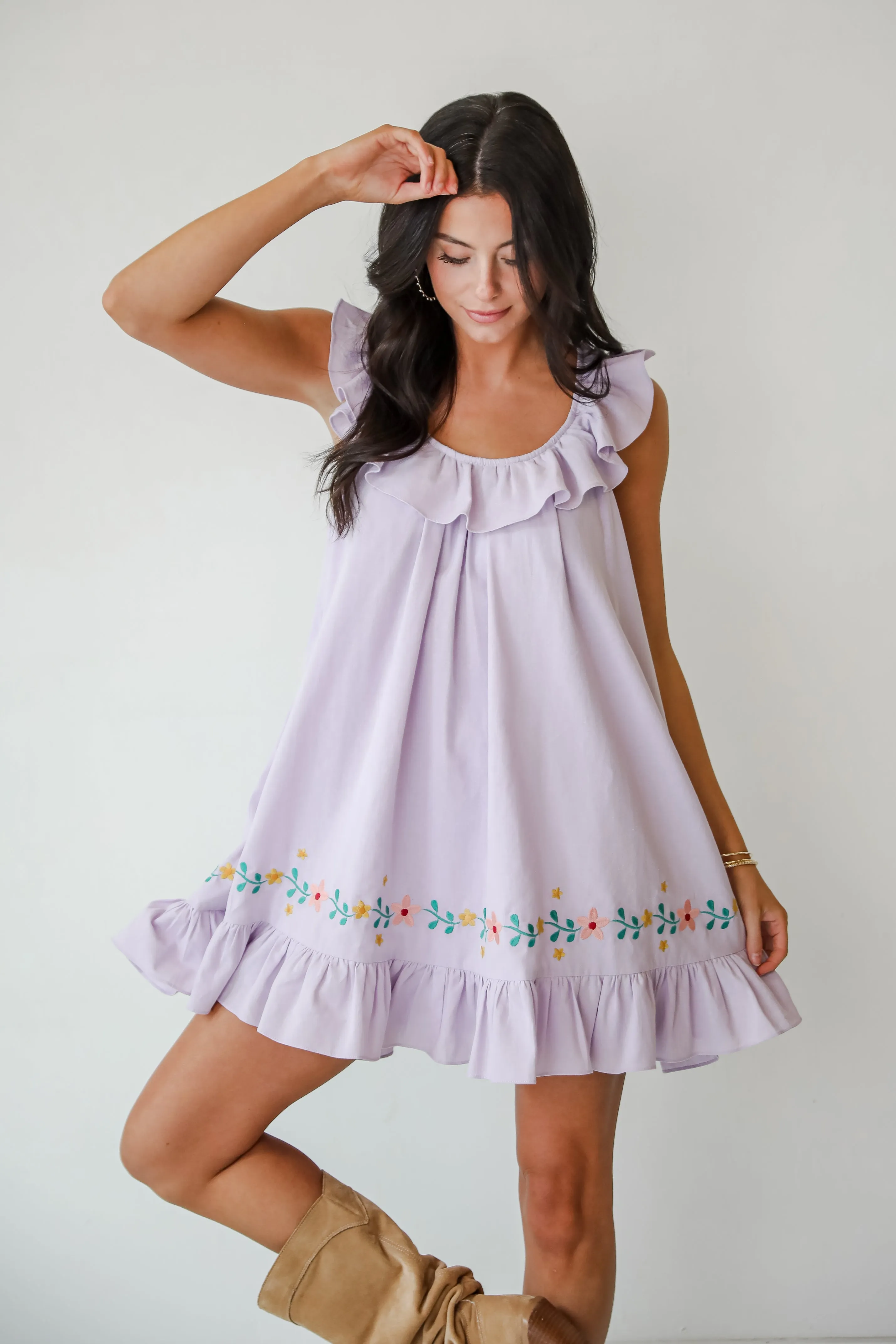 FINAL SALE - Garden Cutie Floral Embroidered Mini Dress