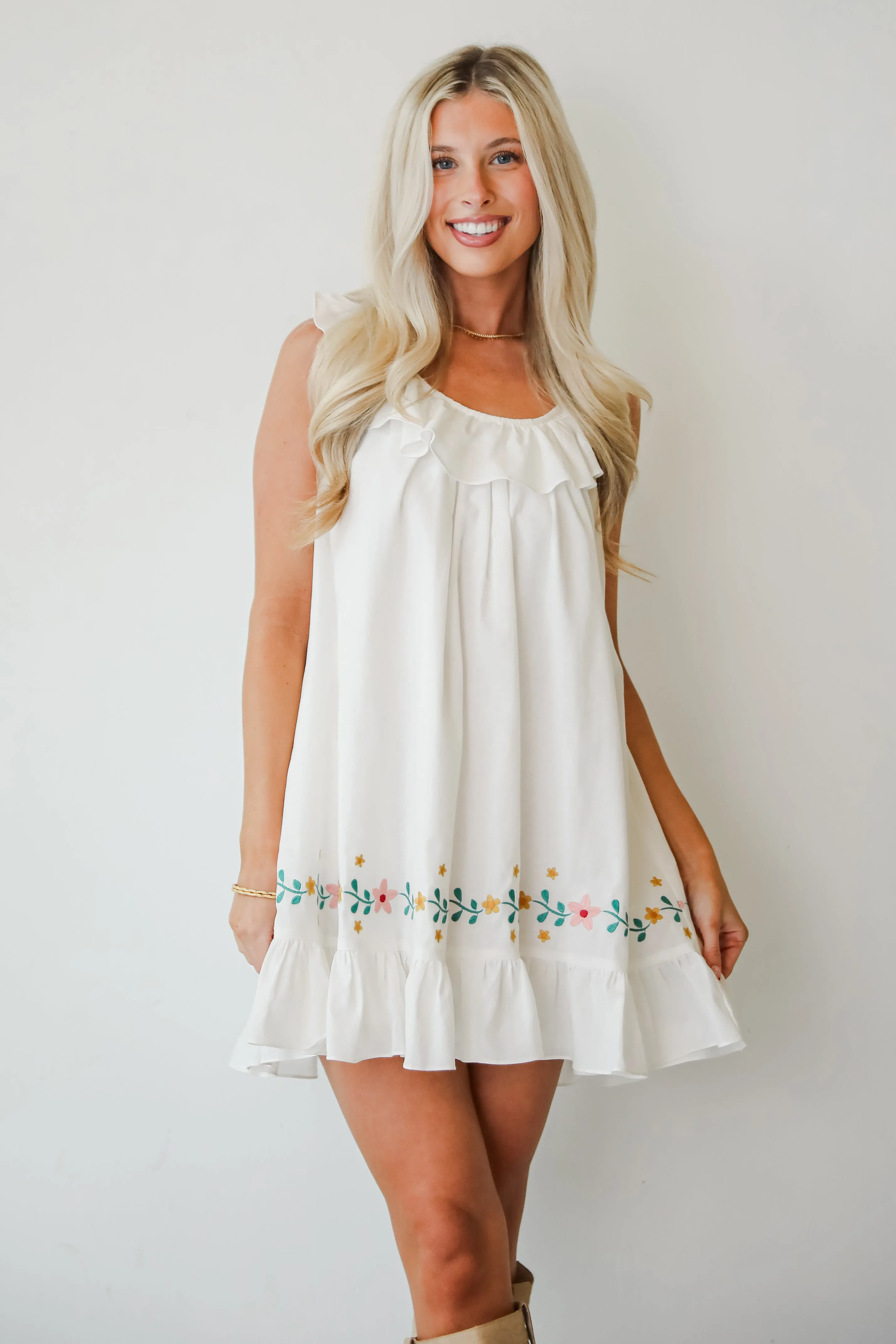 FINAL SALE - Garden Cutie Floral Embroidered Mini Dress