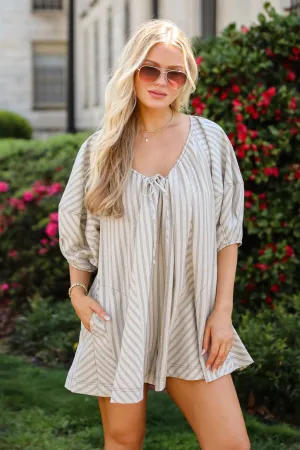 FINAL SALE - Give You Everything Light Taupe Striped Romper