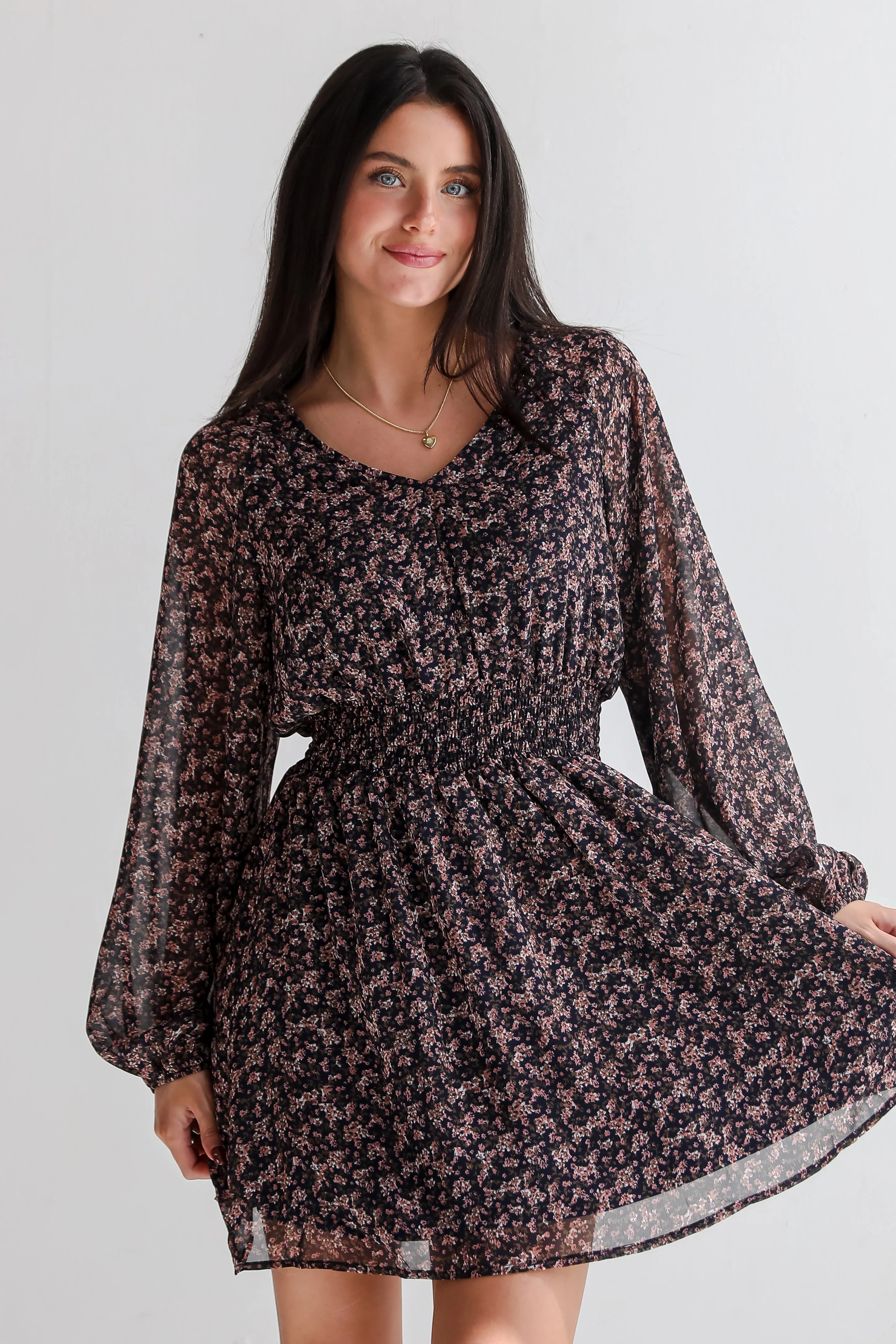 FINAL SALE - High-Class Attitude Navy Floral Mini Dress