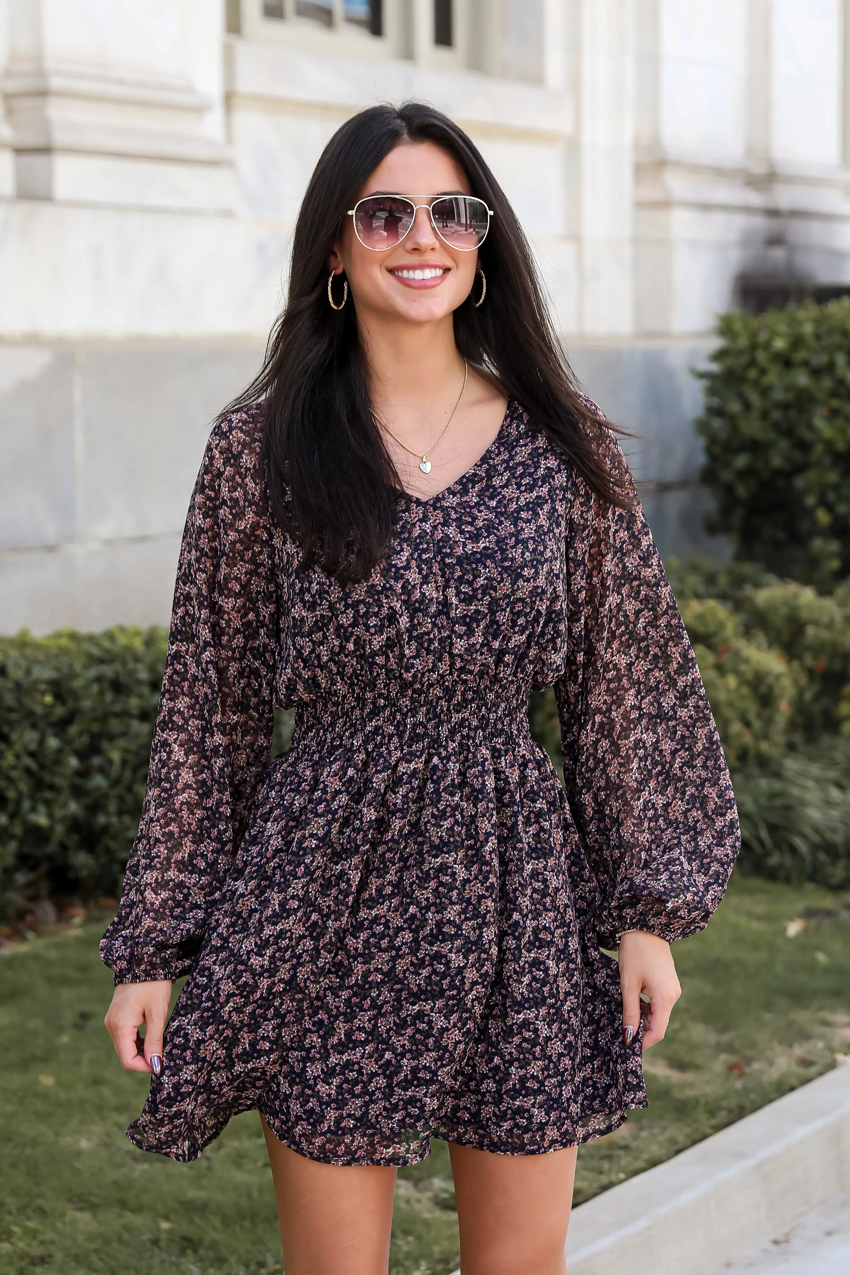FINAL SALE - High-Class Attitude Navy Floral Mini Dress