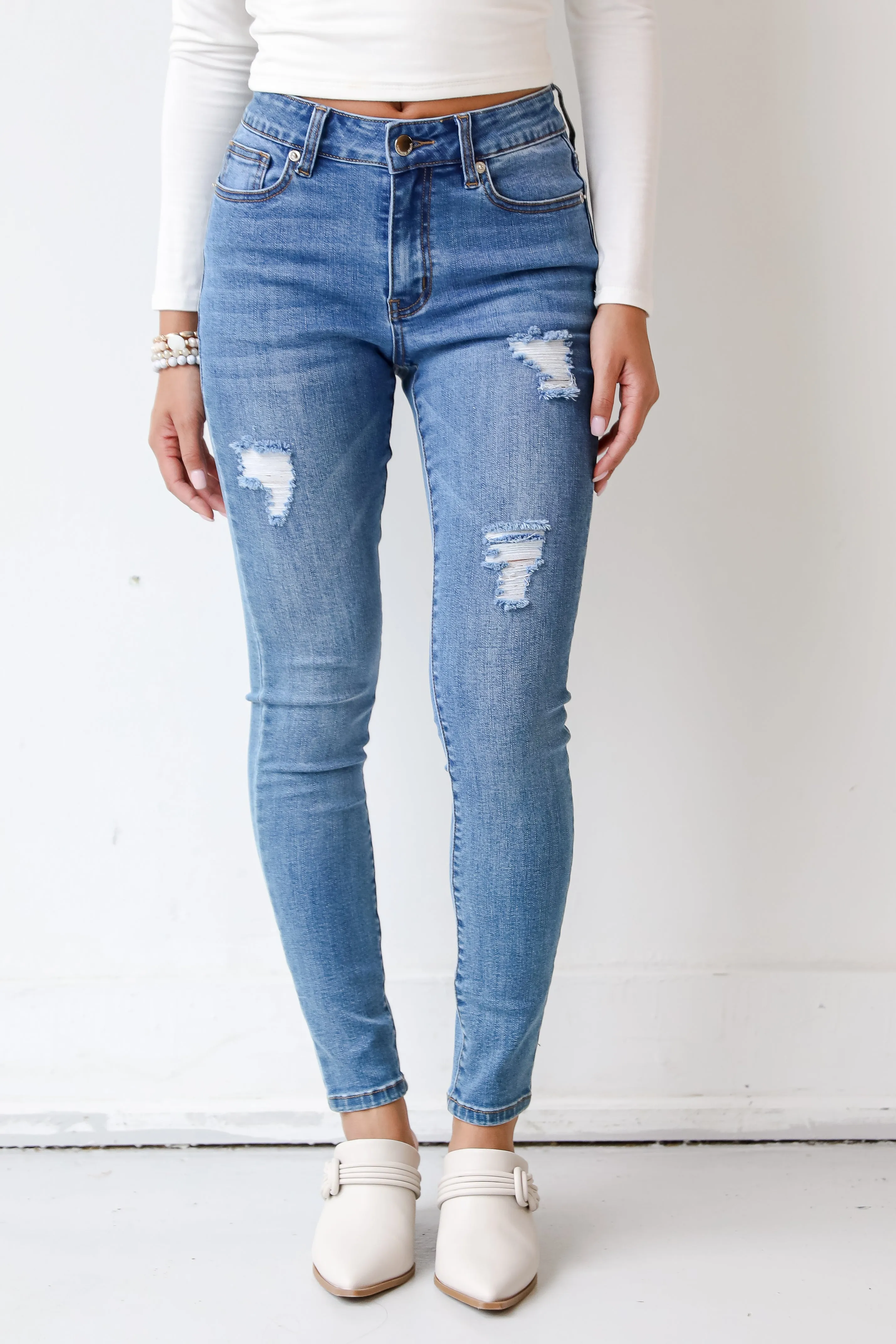FINAL SALE - Just Chilling Distressed Skinny Jeans