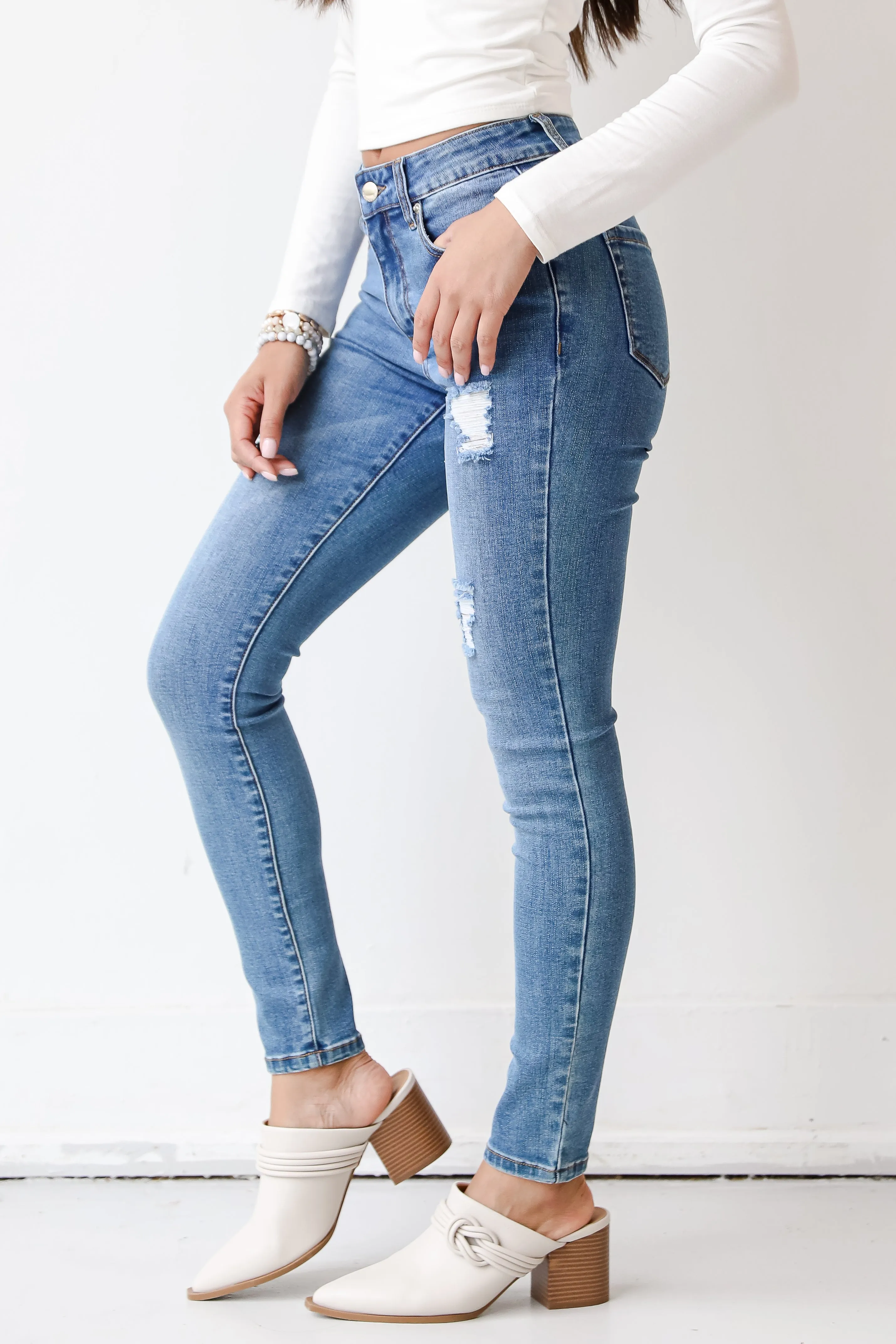 FINAL SALE - Just Chilling Distressed Skinny Jeans