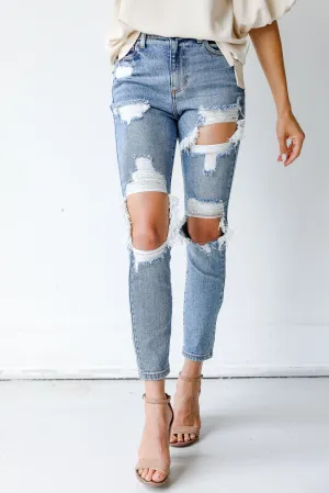 FINAL SALE - Lainey Distressed Mom Jeans