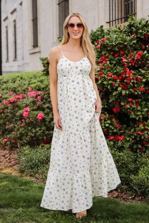FINAL SALE - Love You More Cream Floral Linen Maxi Dress