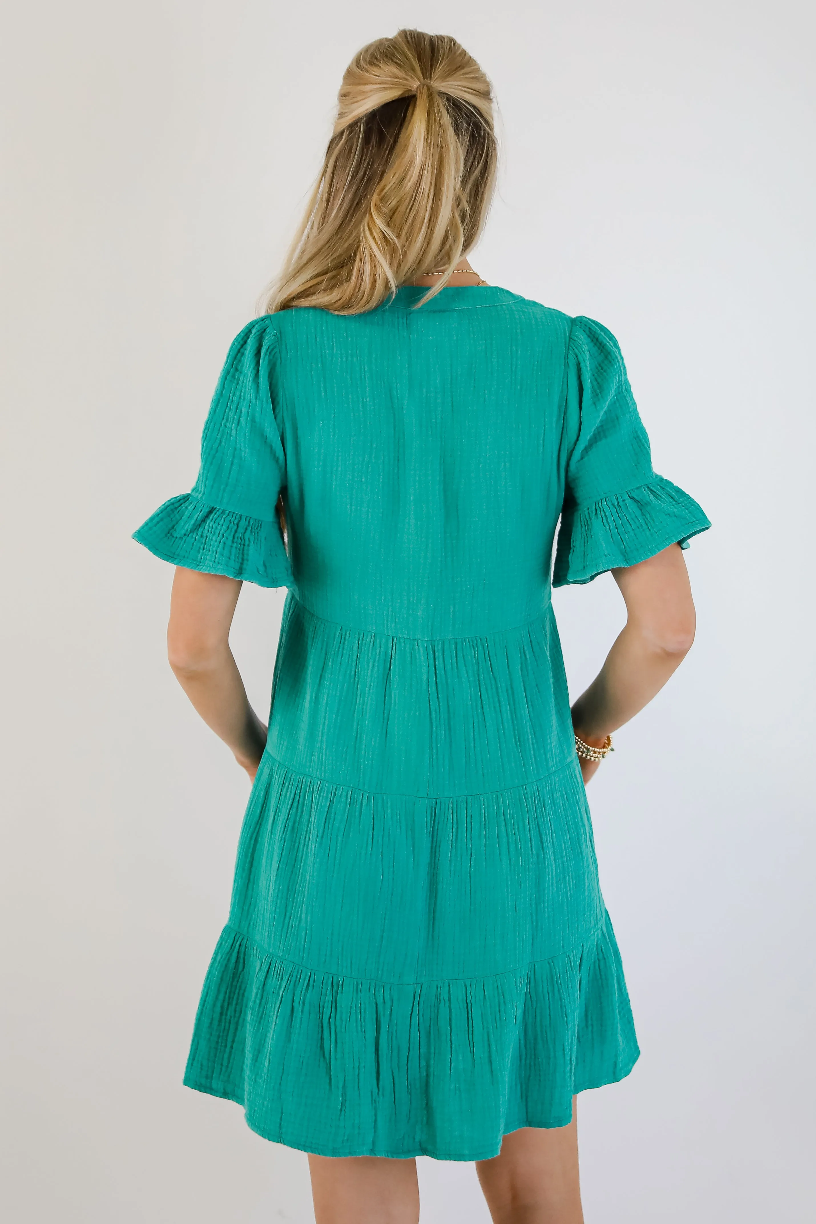 FINAL SALE - Lovely Thoughts Linen Tiered Mini Dress - DU DEAL