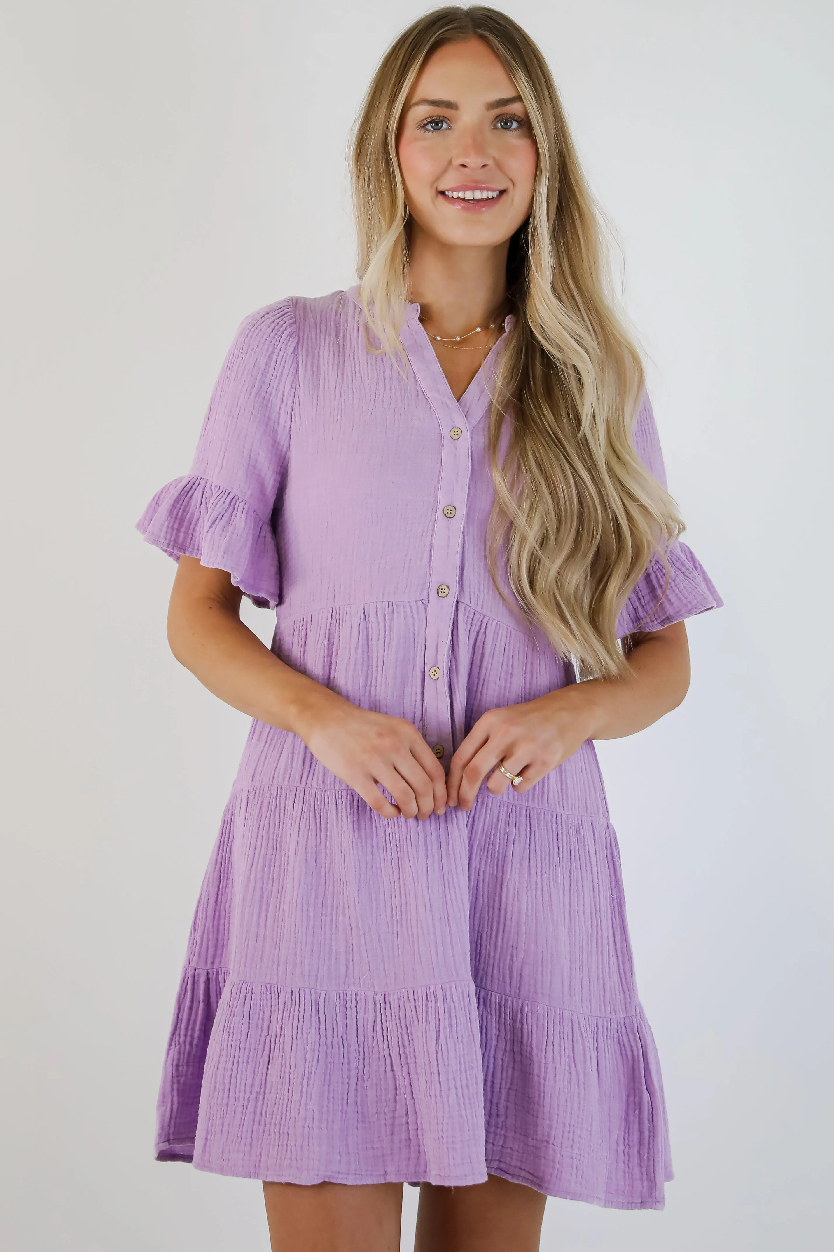 FINAL SALE - Lovely Thoughts Linen Tiered Mini Dress - DU DEAL