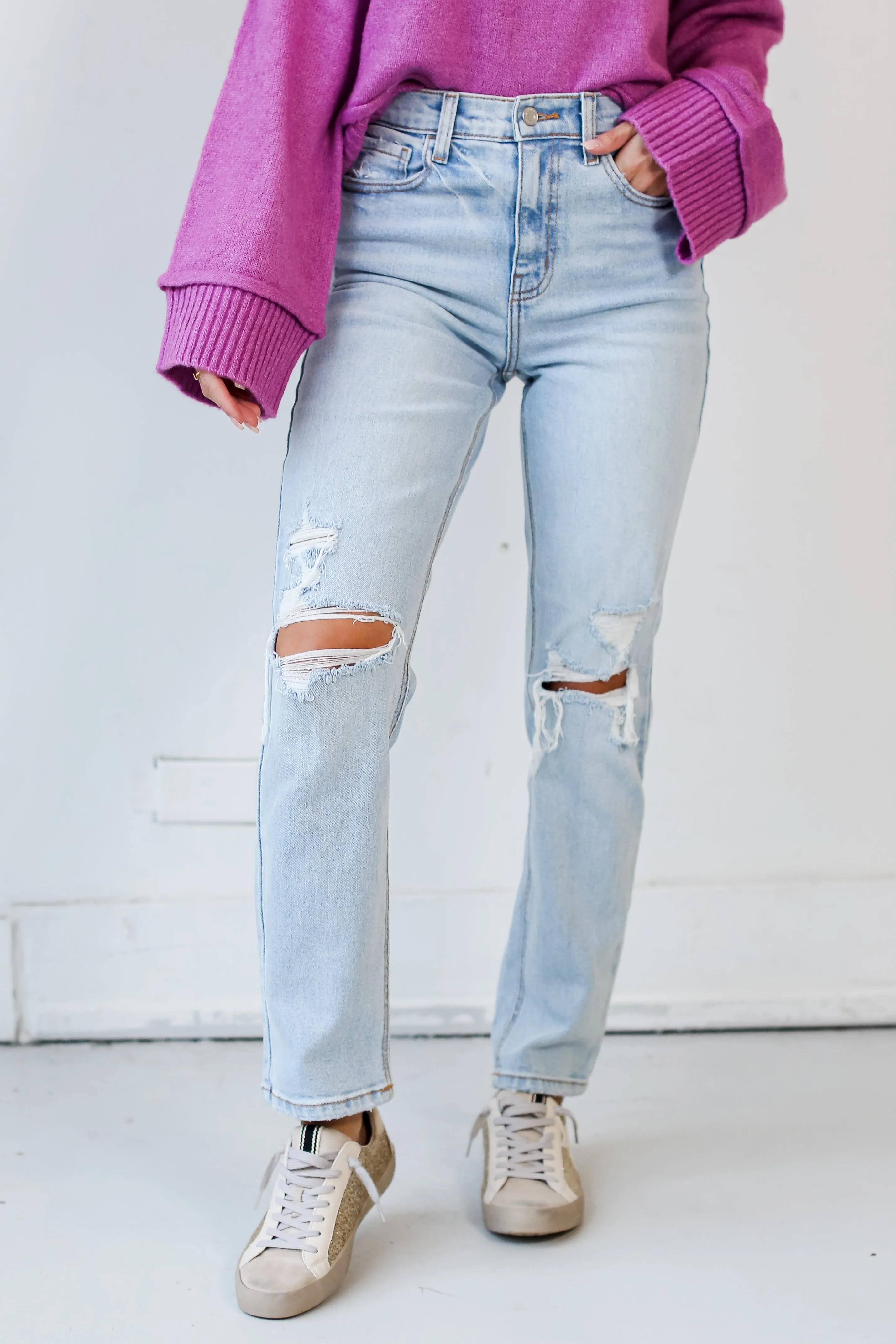 FINAL SALE - Made For It Distressed Straight Leg Jeans