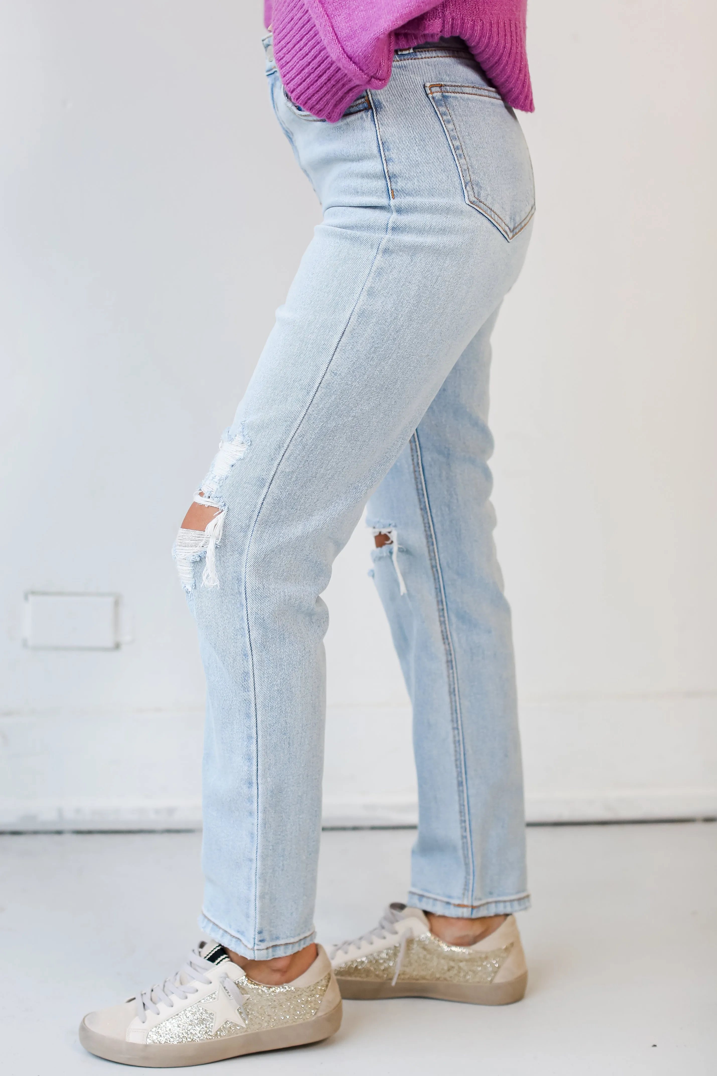 FINAL SALE - Made For It Distressed Straight Leg Jeans