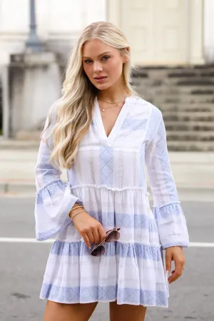 FINAL SALE - Memorably Cute White Striped Mini Dress