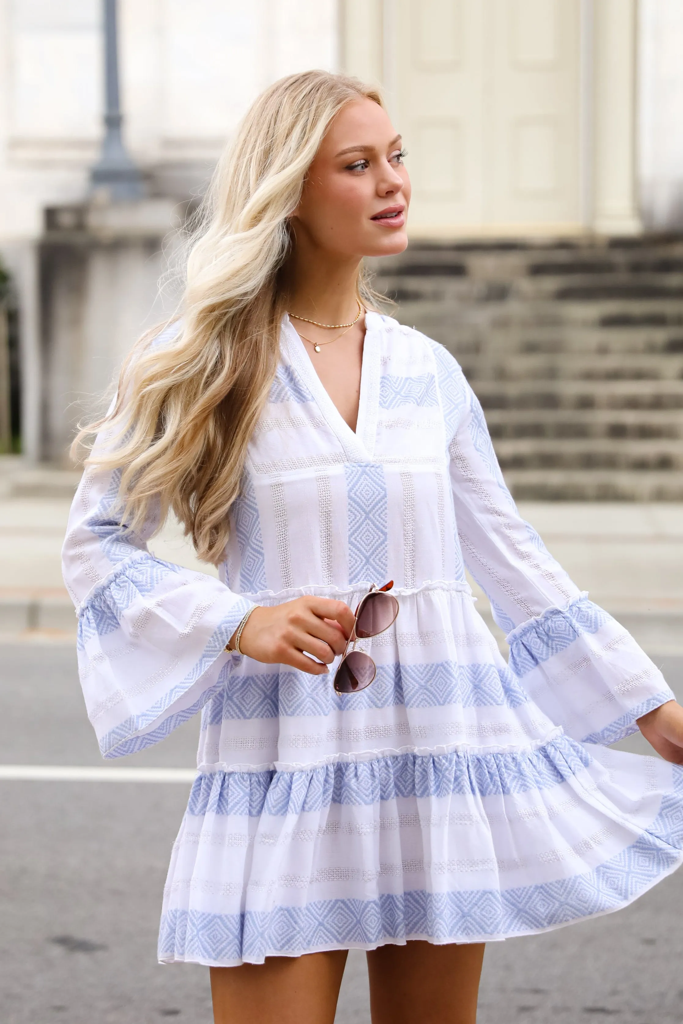 FINAL SALE - Memorably Cute White Striped Mini Dress