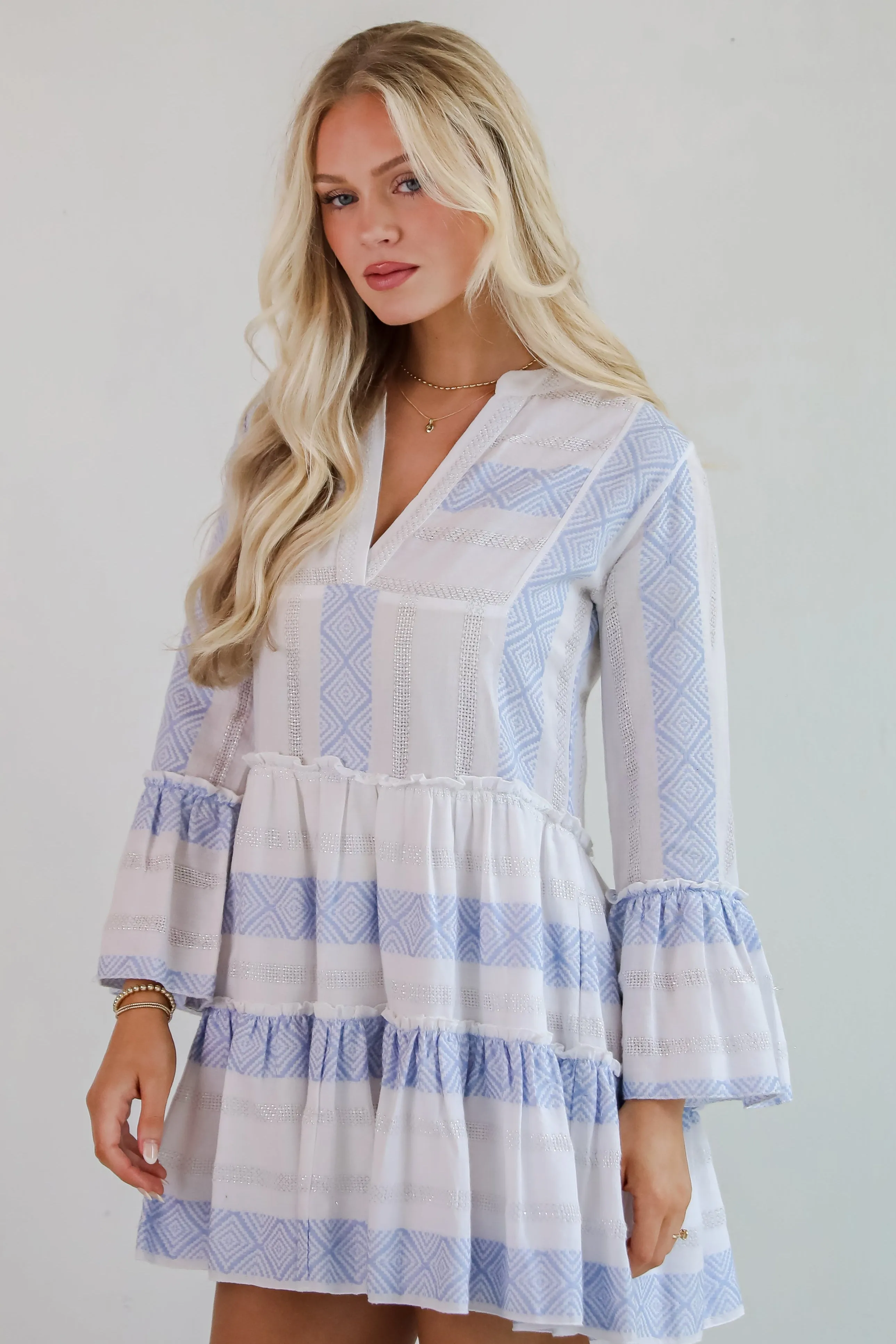 FINAL SALE - Memorably Cute White Striped Mini Dress