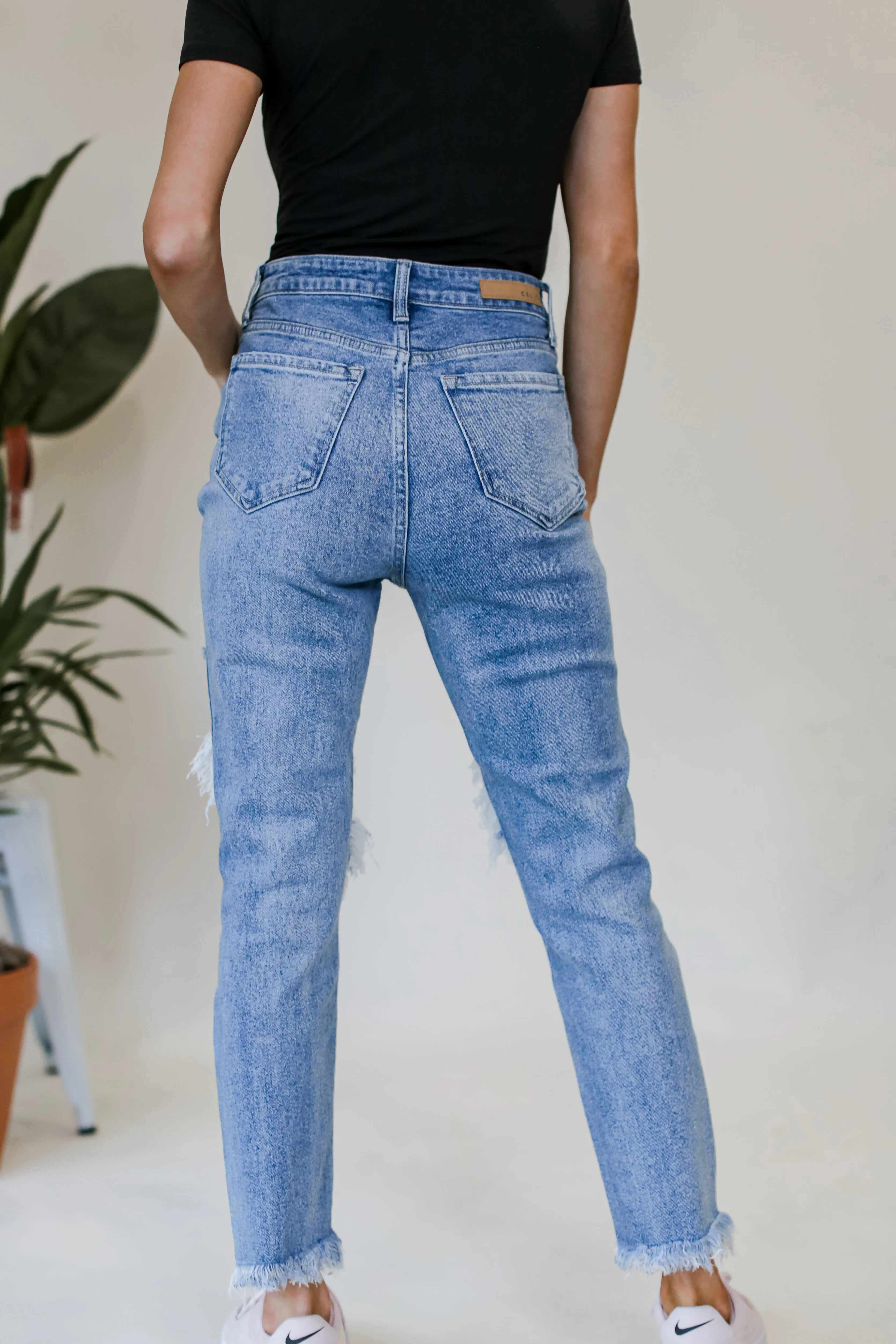 FINAL SALE - Modern Edge Light Wash Distressed Straight Leg Jeans