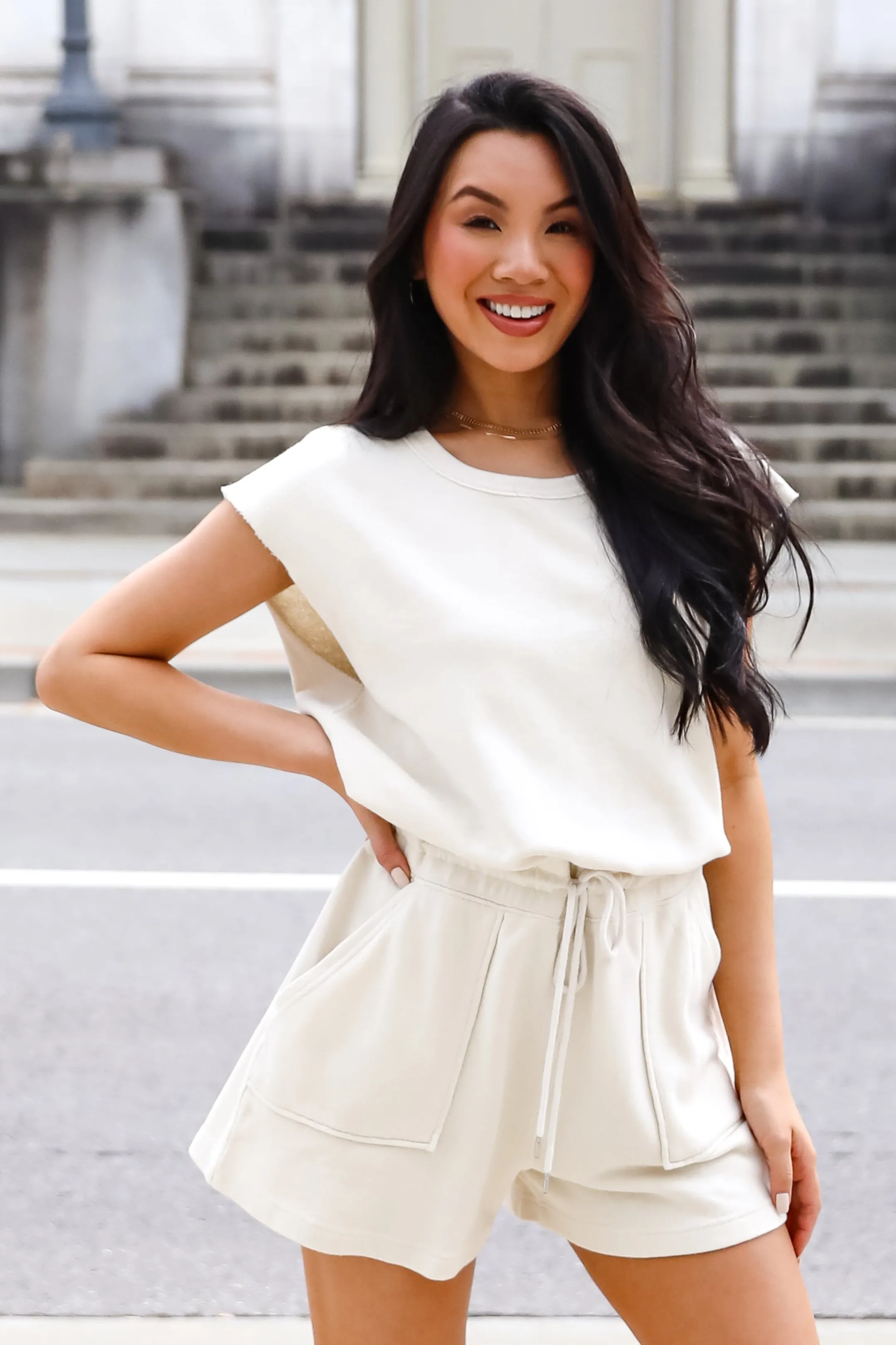 FINAL SALE - Moments Of Leisure Cream Romper