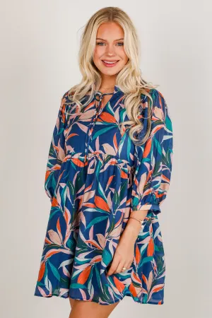 FINAL SALE - No Holding Back Navy Floral Babydoll Mini Dress