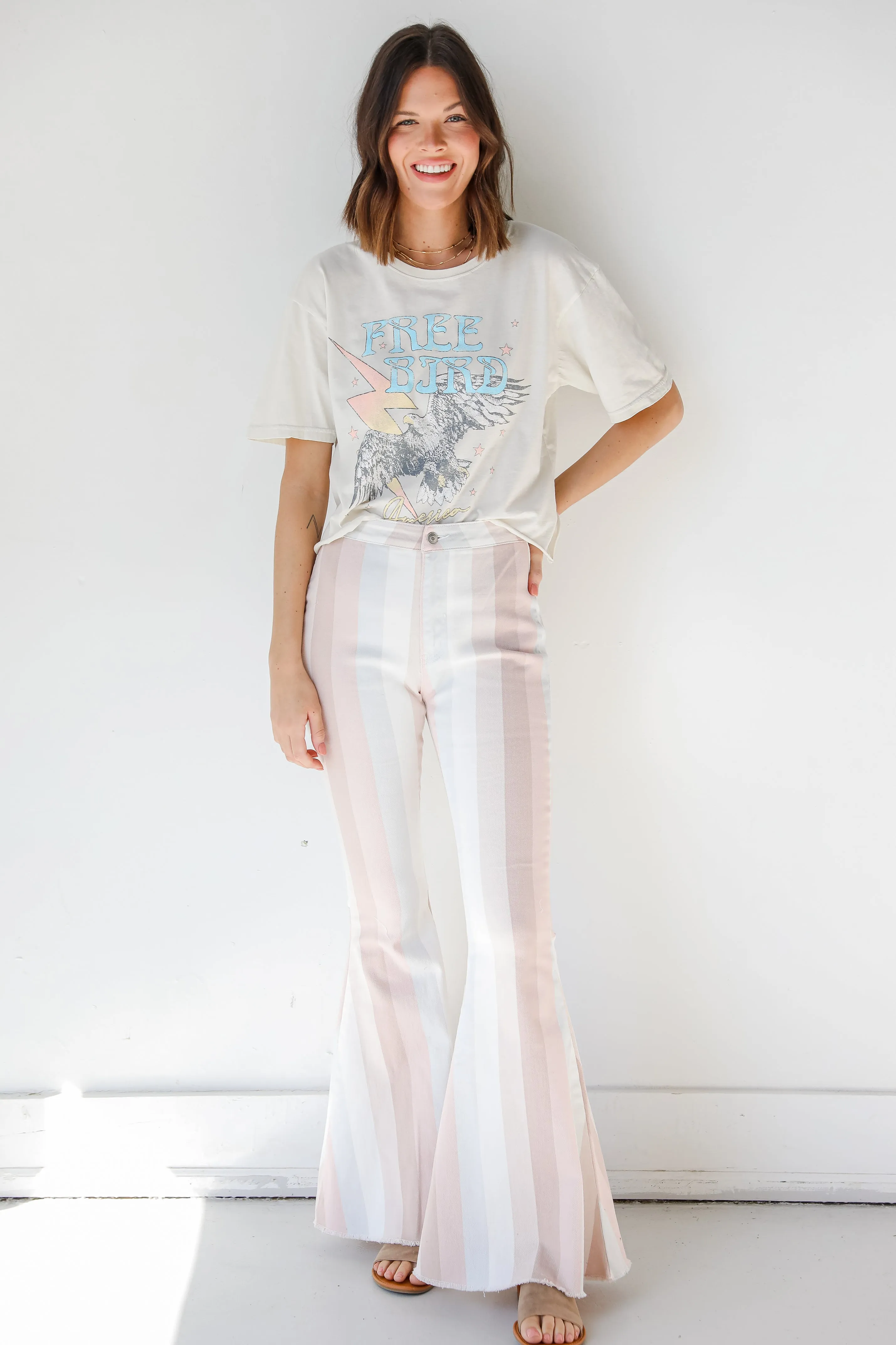 FINAL SALE - Perfect Paradise Striped Flare Jeans