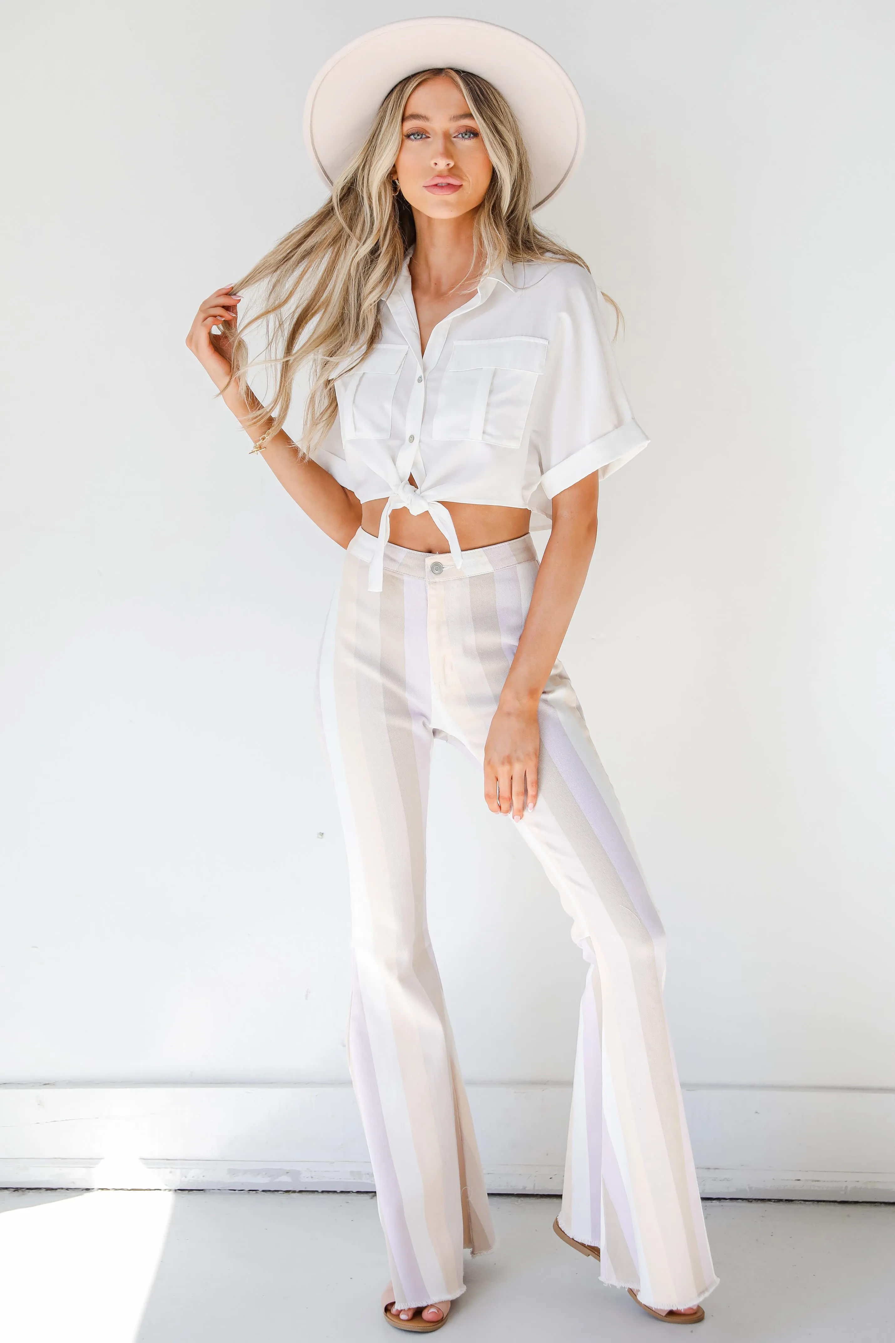FINAL SALE - Perfect Paradise Striped Flare Jeans