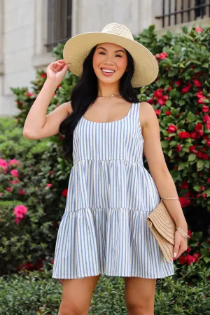 FINAL SALE - Perfected Sweetness Denim Striped Romper