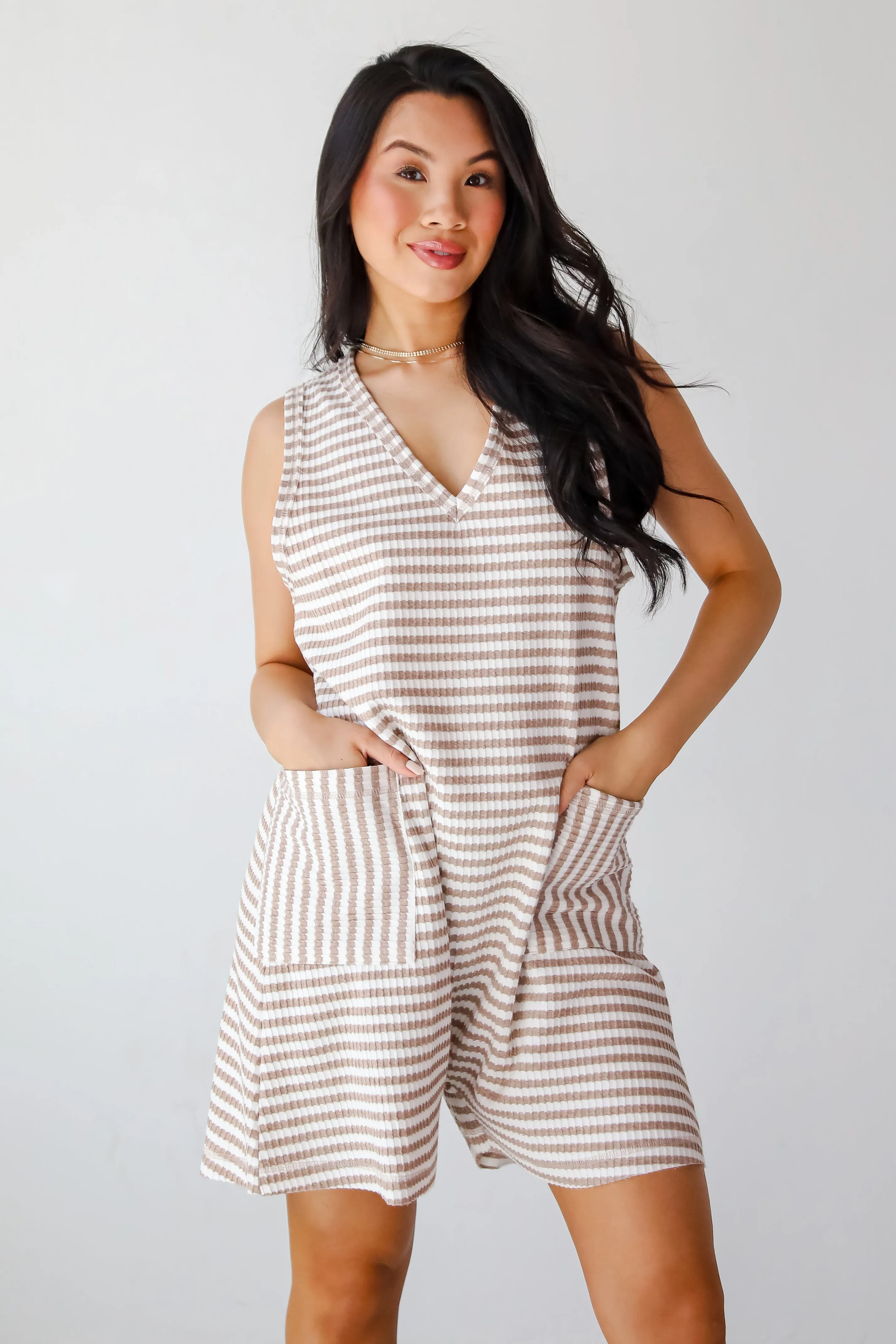 FINAL SALE - Poolside Days Striped Knit Romper