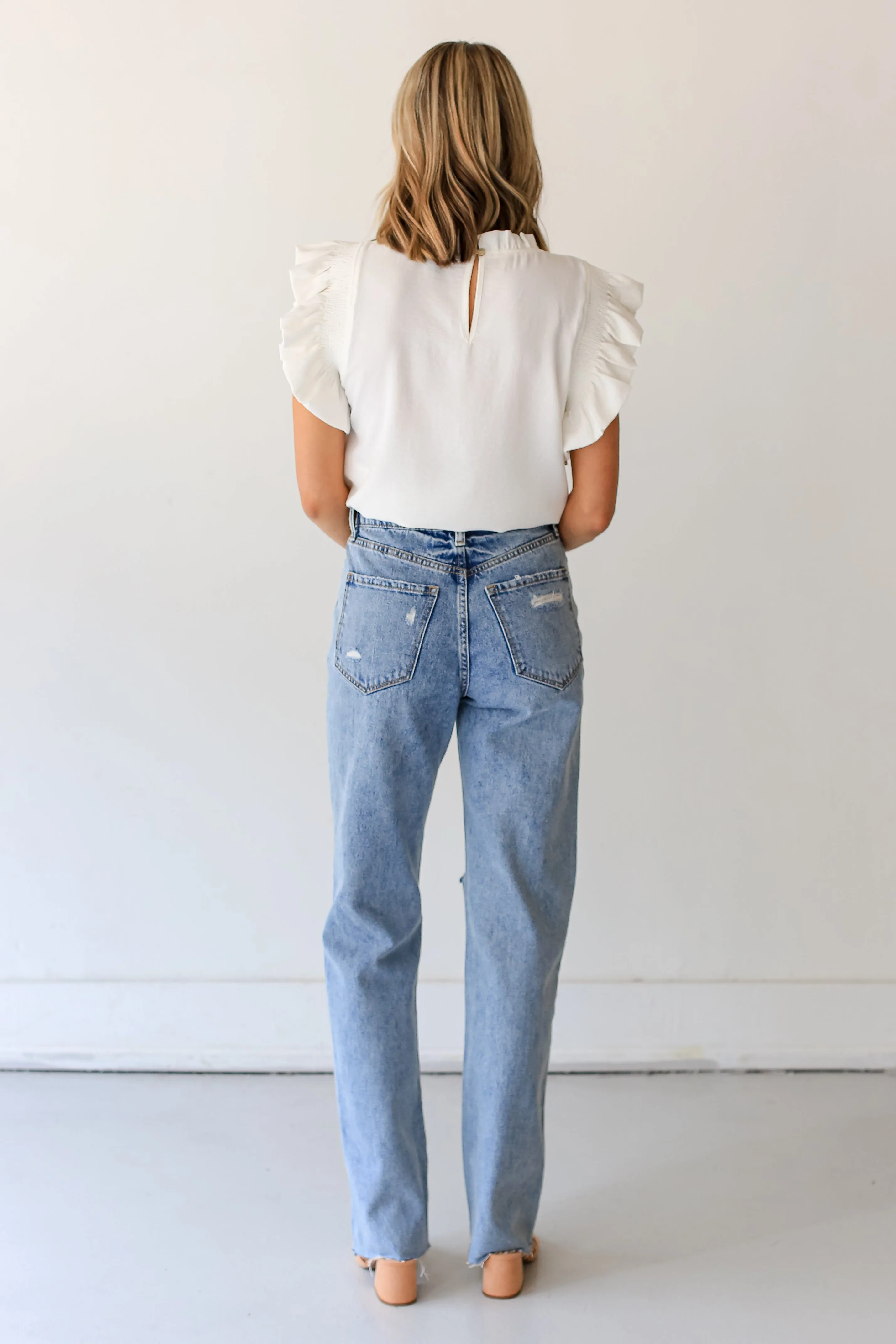 FINAL SALE - Popular Girl Distressed Dad Jeans