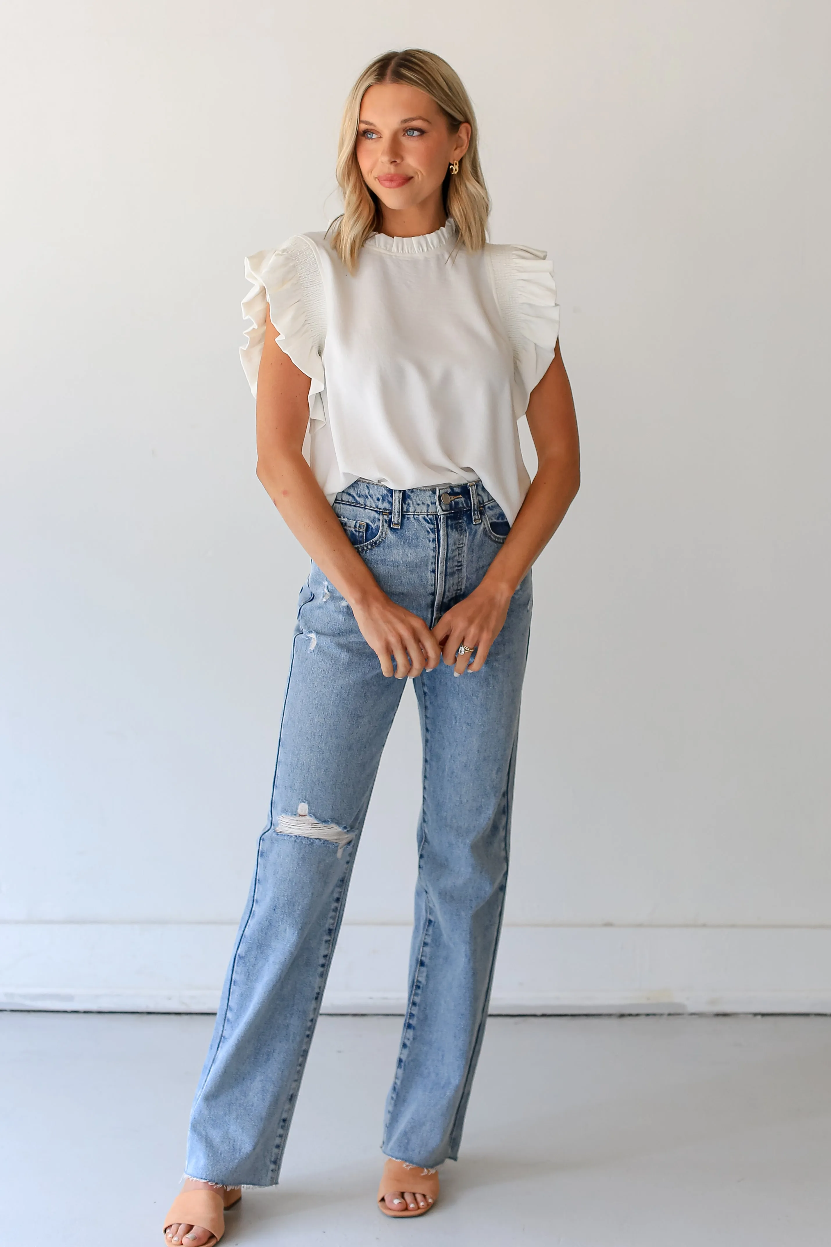 FINAL SALE - Popular Girl Distressed Dad Jeans