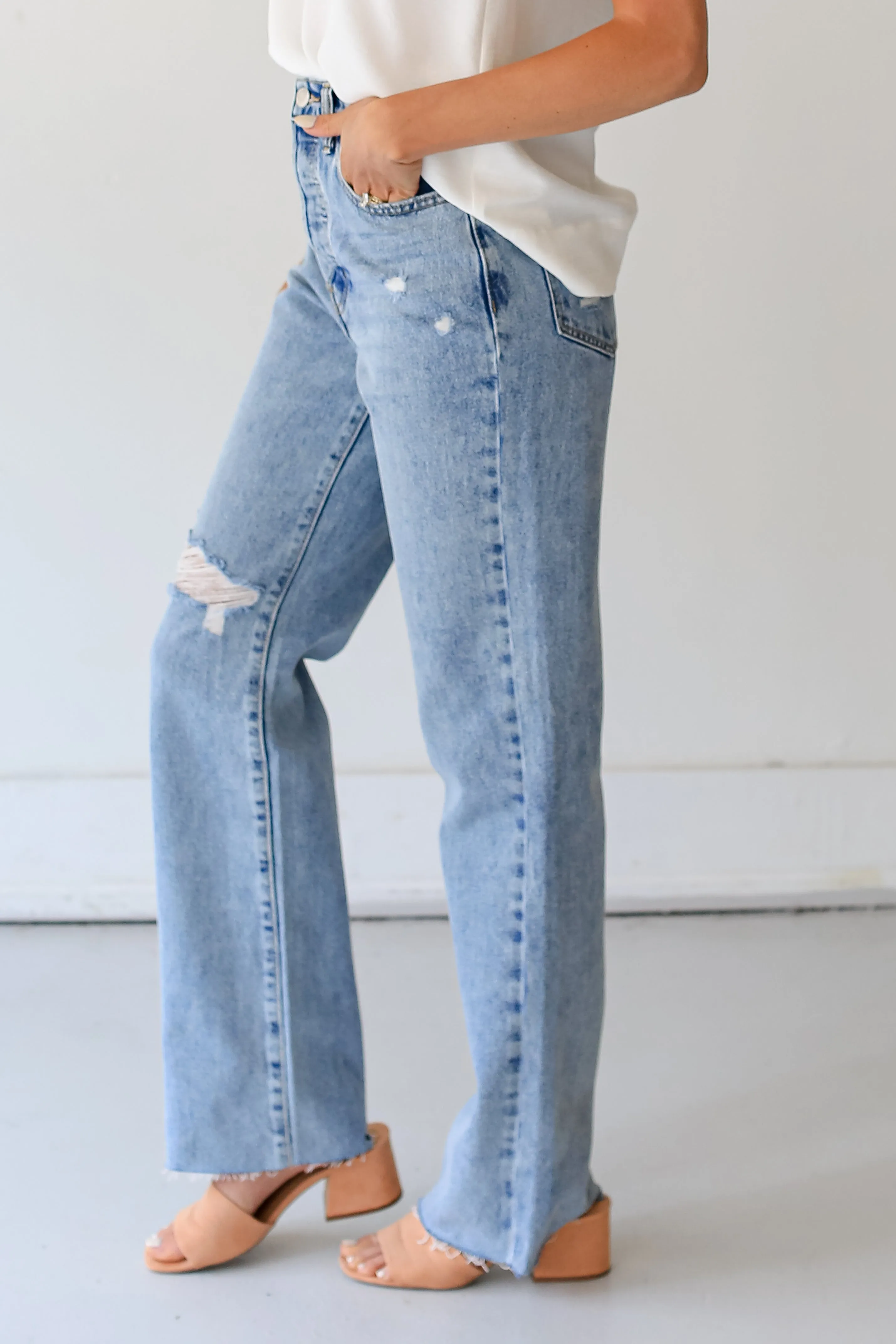 FINAL SALE - Popular Girl Distressed Dad Jeans