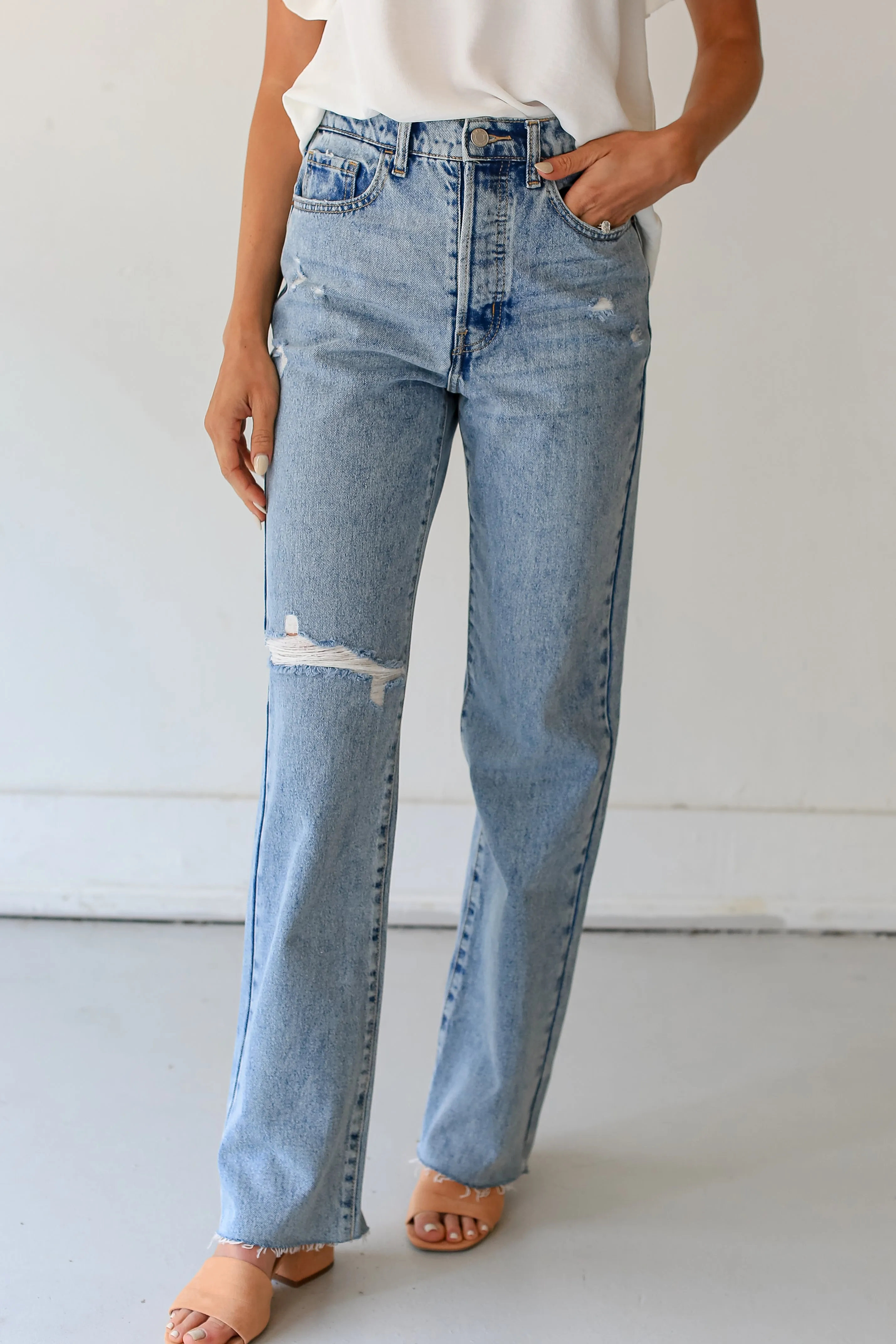 FINAL SALE - Popular Girl Distressed Dad Jeans