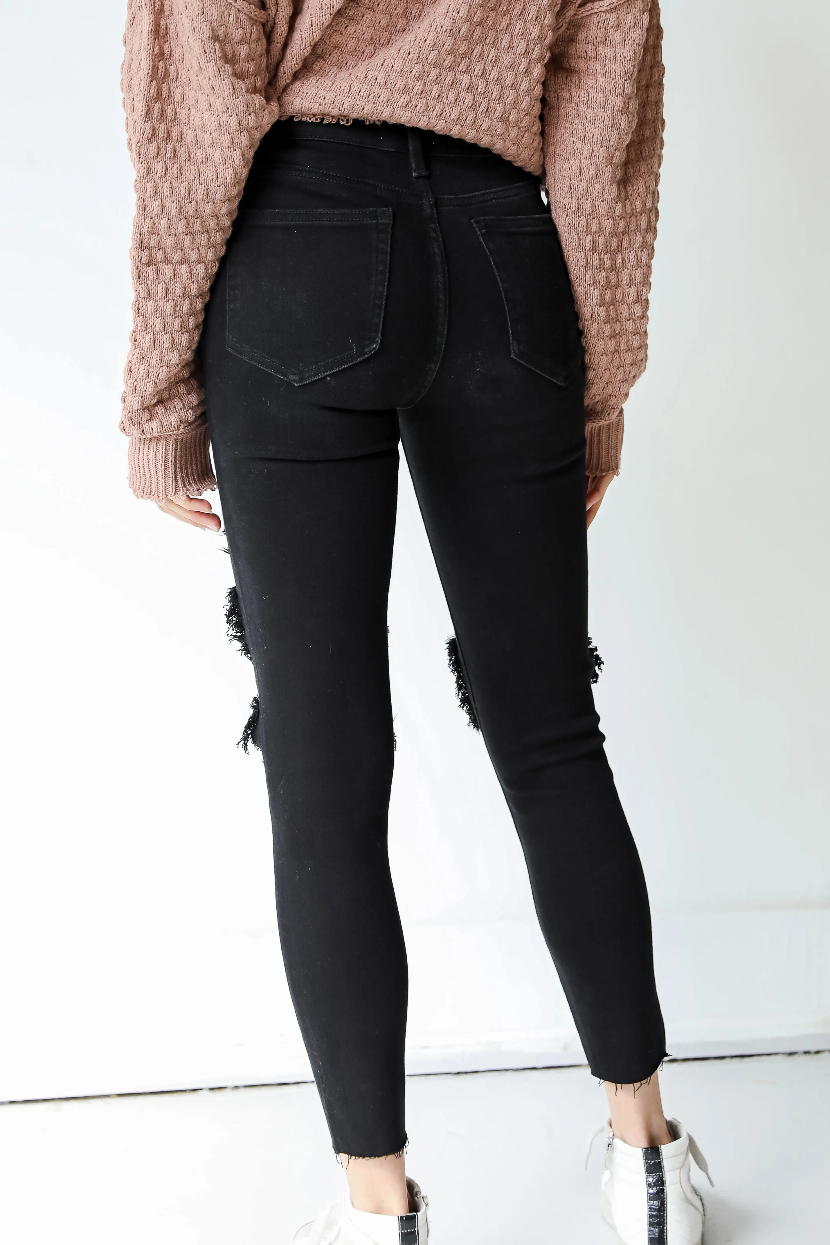 FINAL SALE - Practice Makes Perfect Black Distressed Skinny Jeans