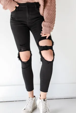 FINAL SALE - Practice Makes Perfect Black Distressed Skinny Jeans