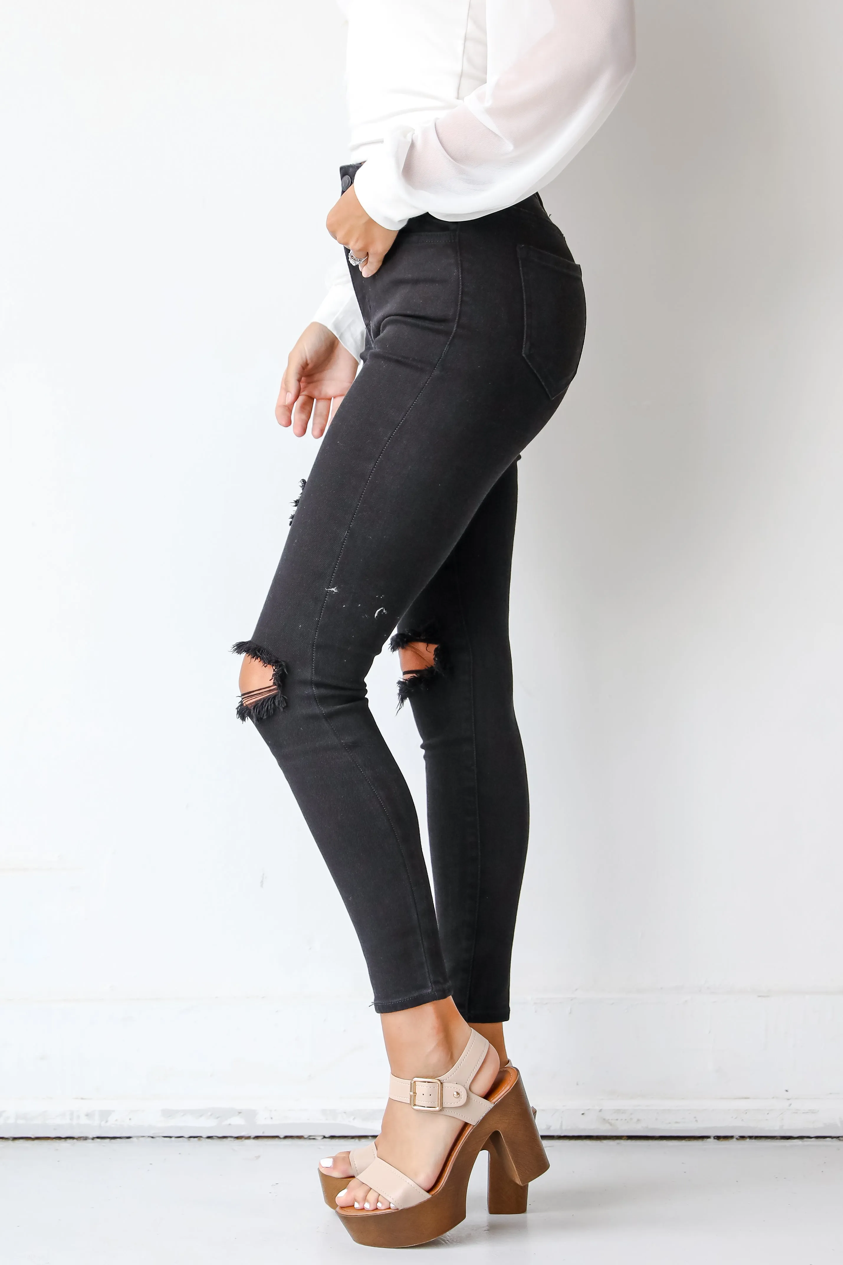 FINAL SALE - Reagan Black Distressed Skinny Jeans