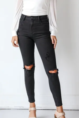 FINAL SALE - Reagan Black Distressed Skinny Jeans