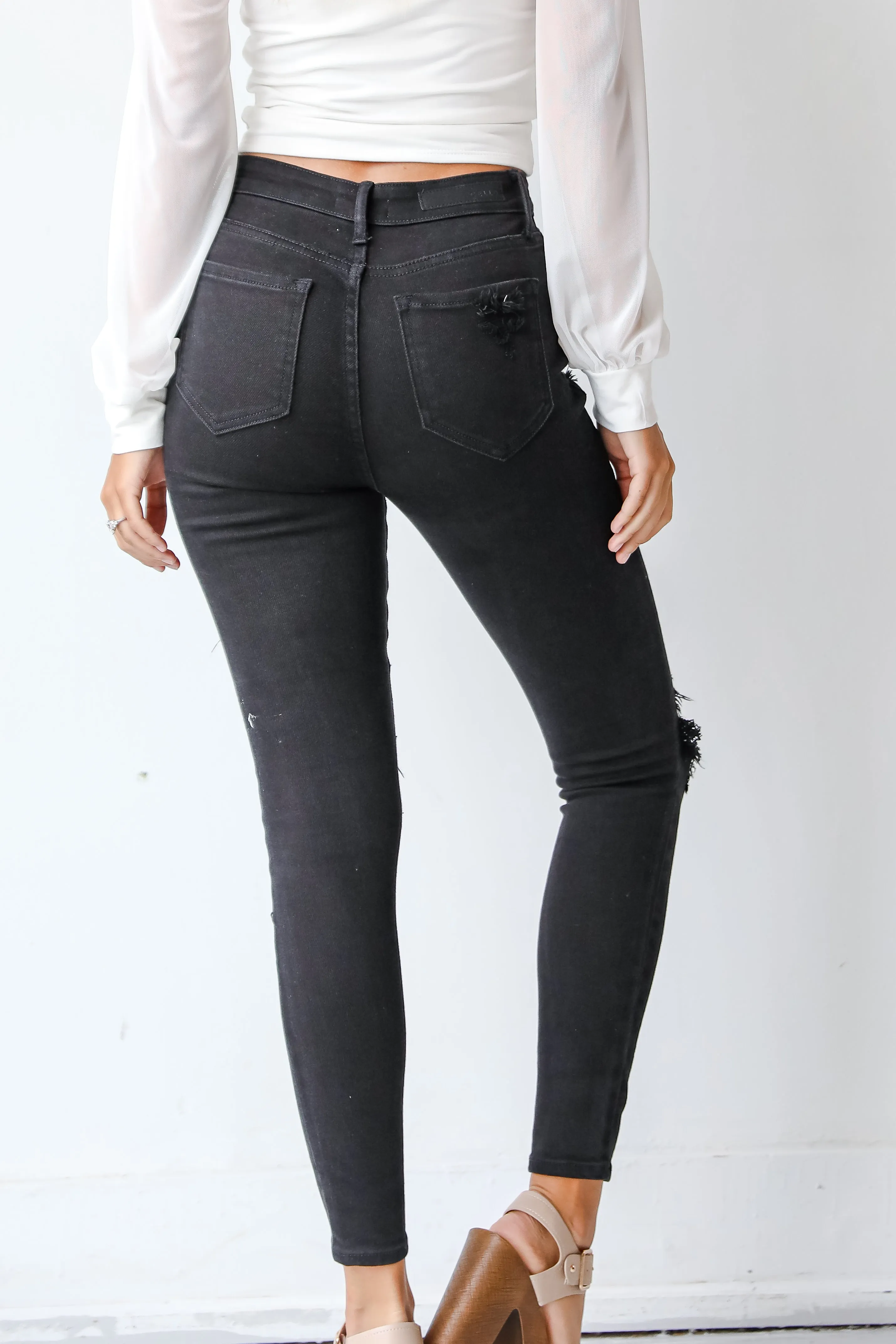 FINAL SALE - Reagan Black Distressed Skinny Jeans