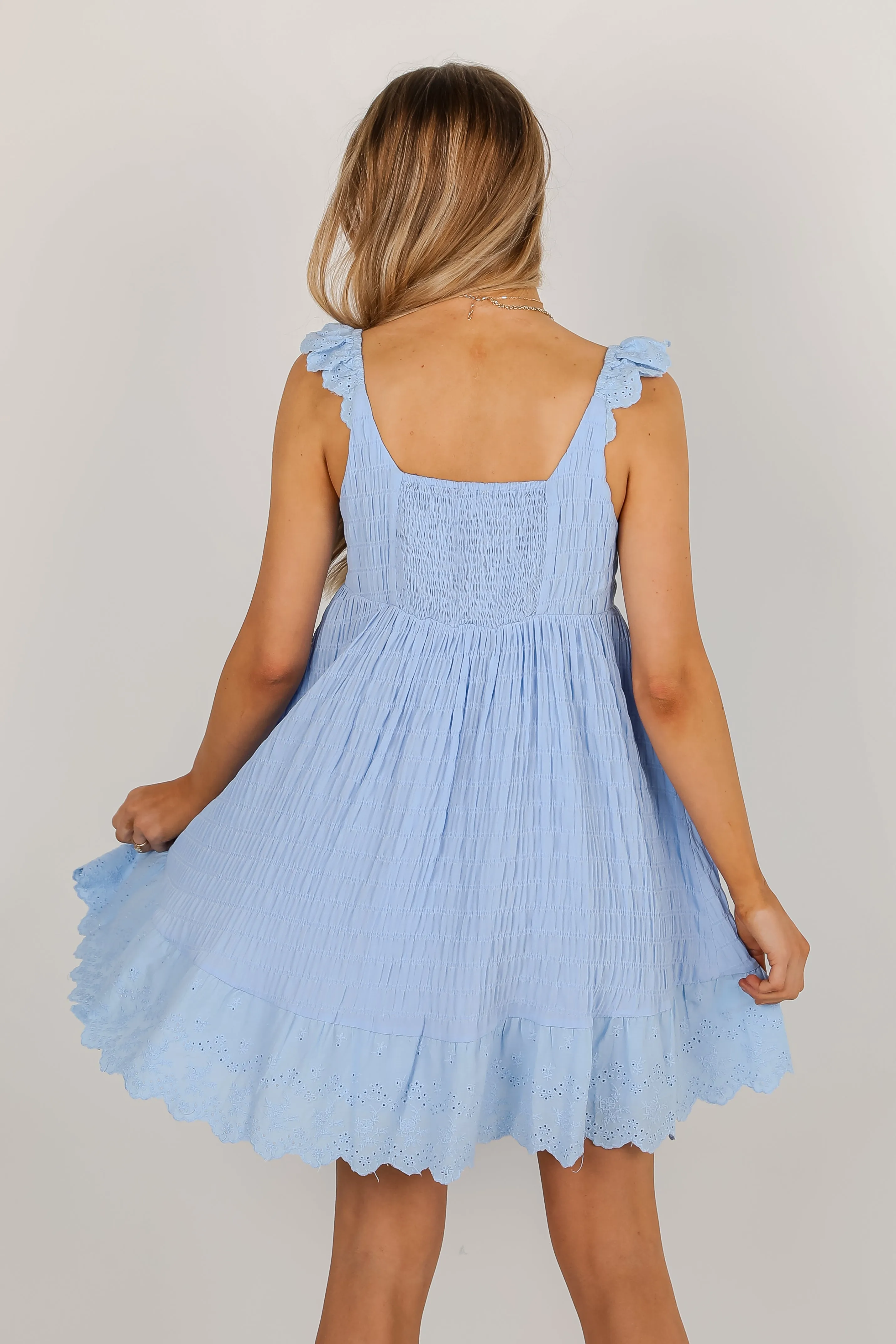 FINAL SALE - Right Where You Are Eyelet Mini Dress